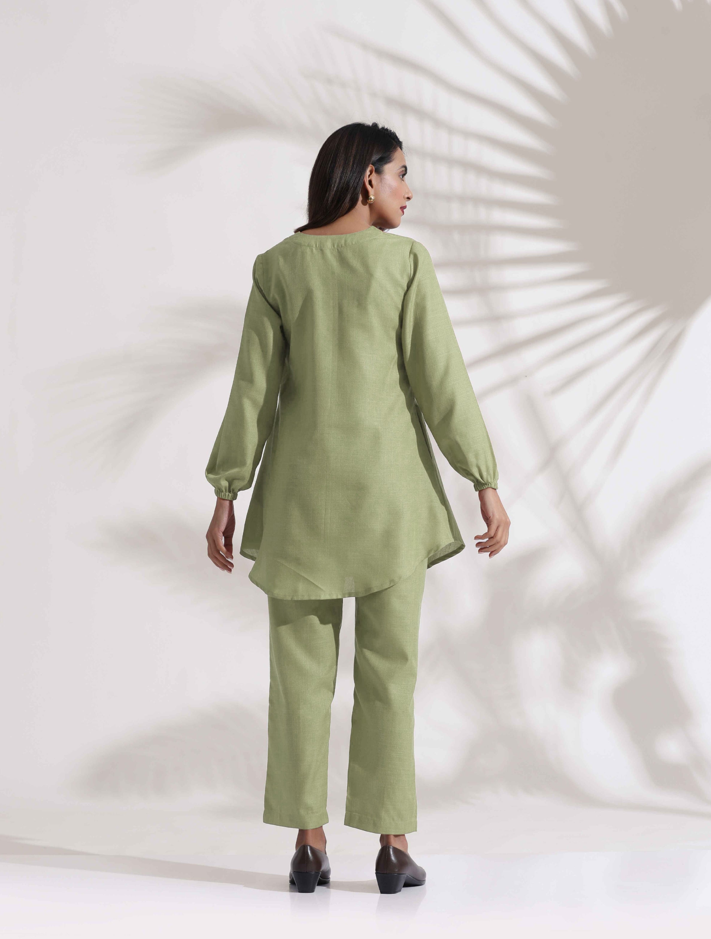 trueBrowns Green Cotton Blend Co-ord Set