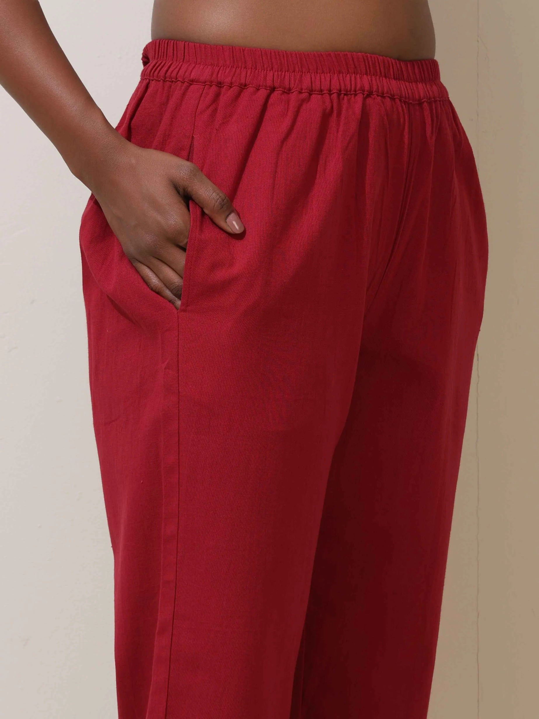 trueBrowns Maroon Cotton Linen Co-Ord Set