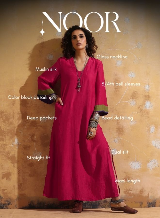 trueBrowns Pink Muslin Silk Straight Maxi Dress