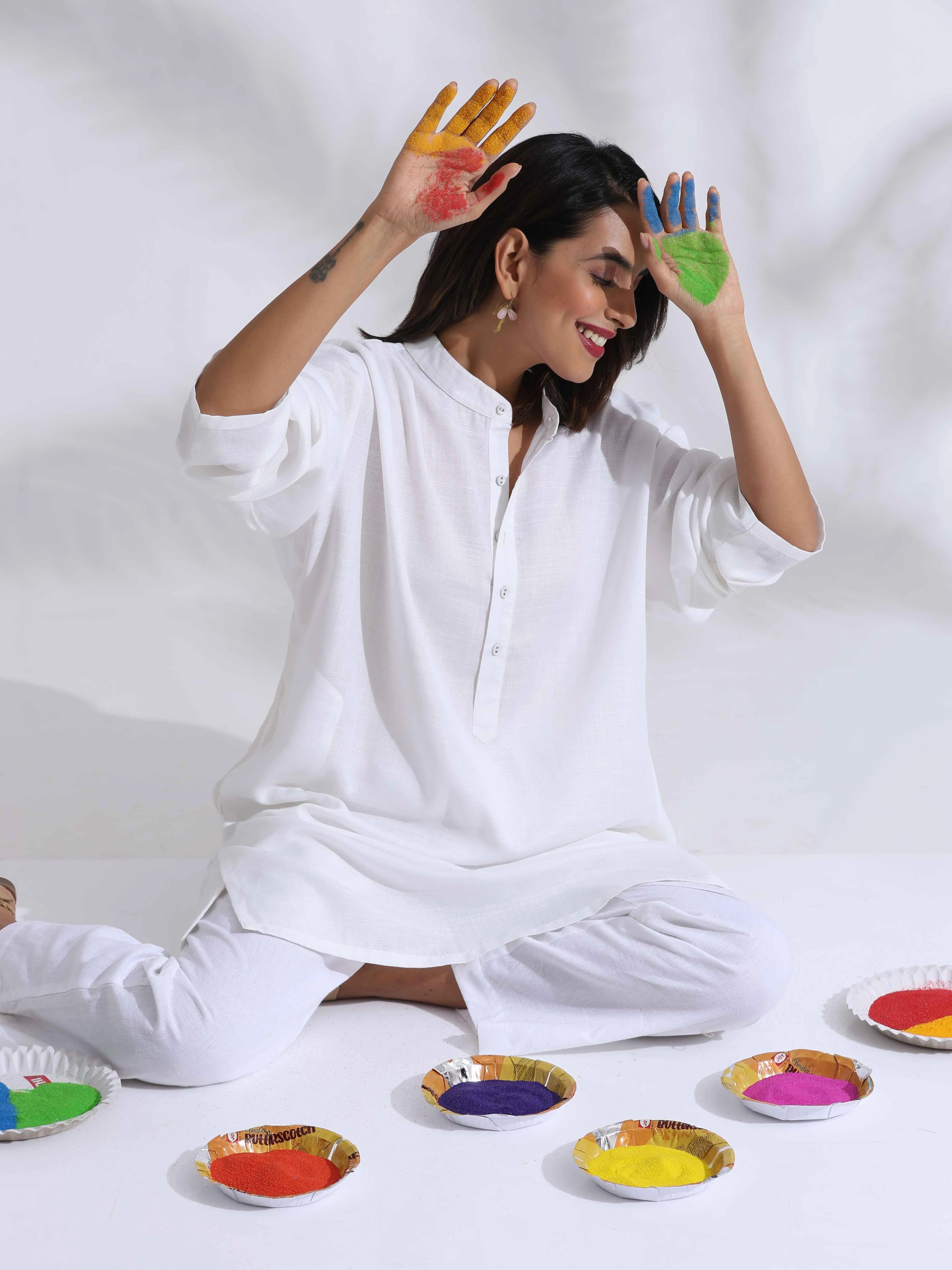 trueBrowns White Holi Kurta