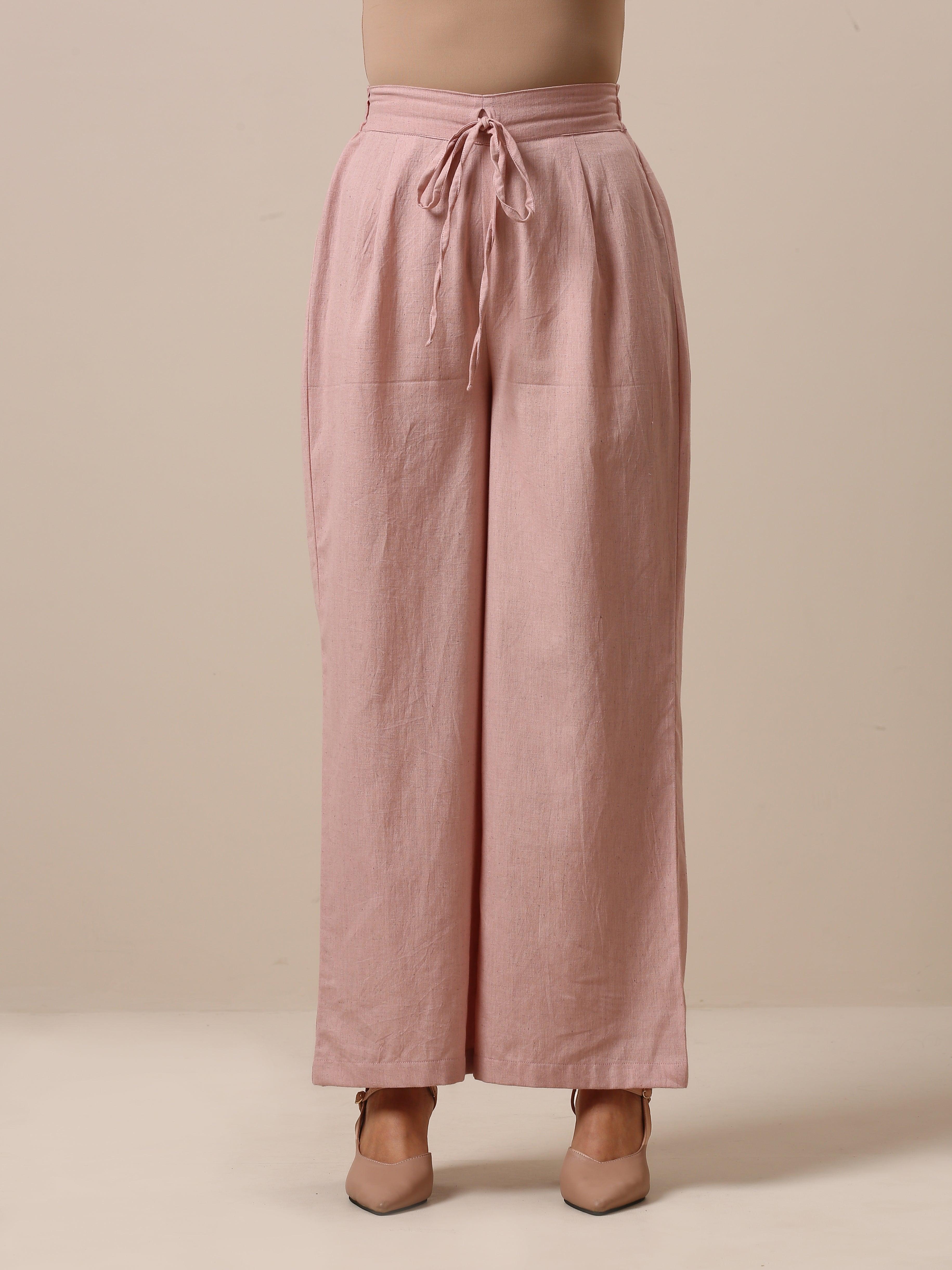 Cotton Rose Pink High Waist Pant - trueBrowns