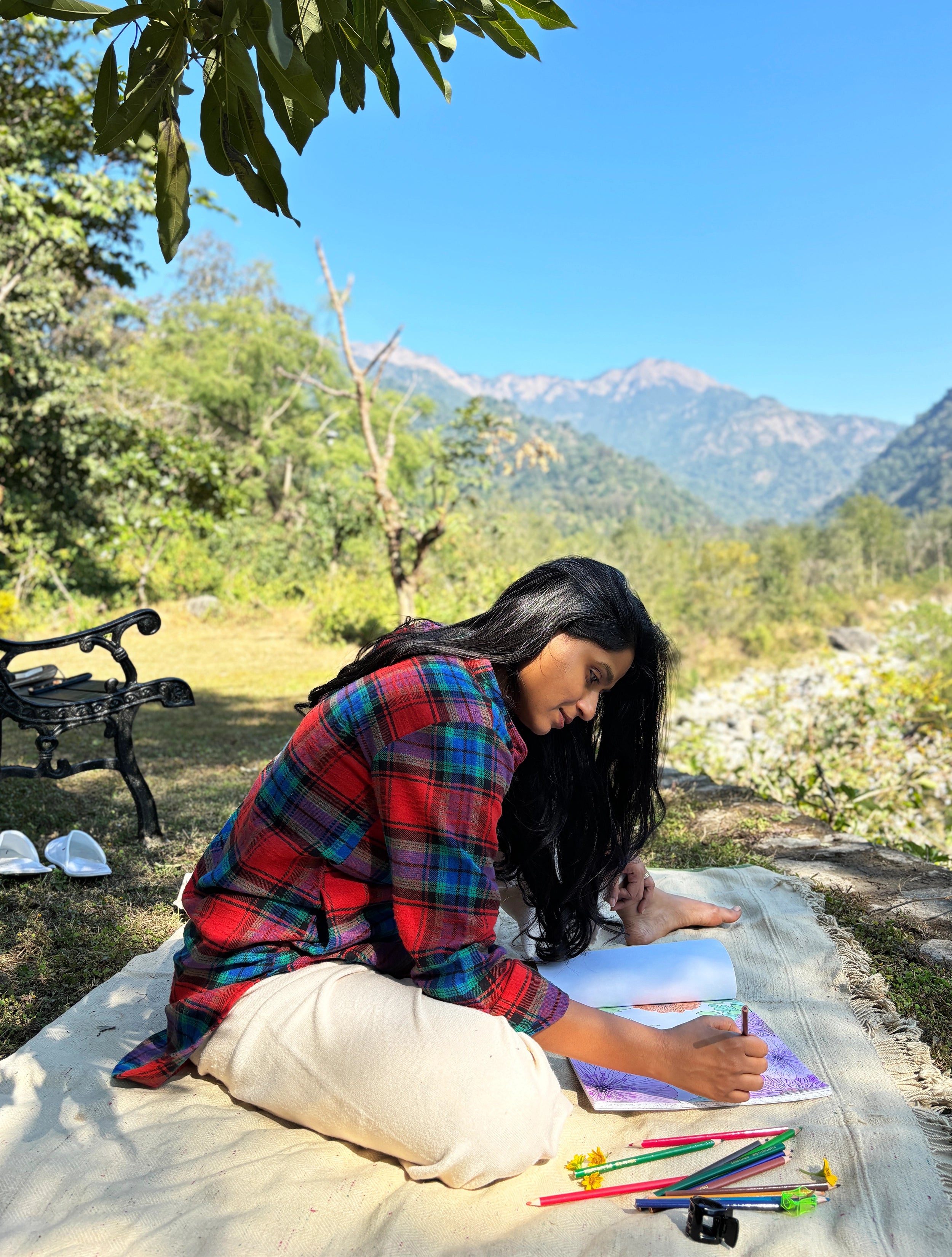 trueBrowns Red Blue Check Woollen Shirt Top