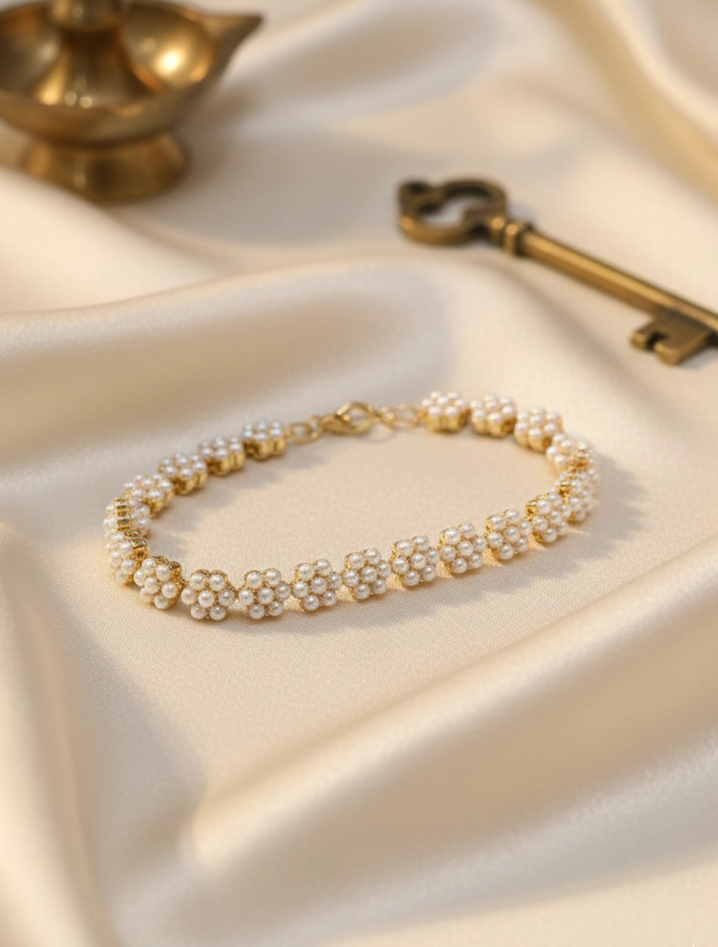 trueBrowns White Pearl Bracelet