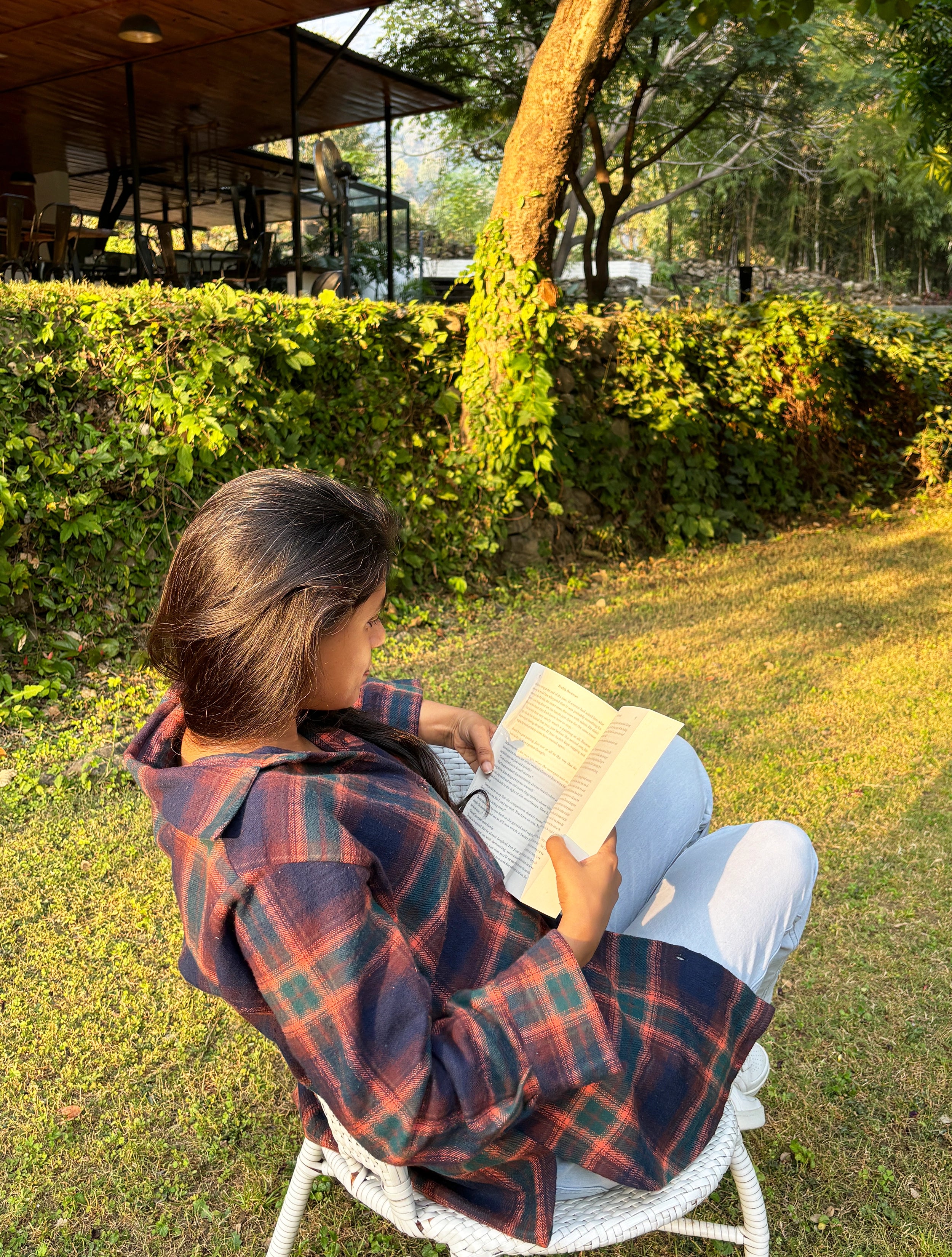 trueBrowns Navy Check Woollen Shirt Top