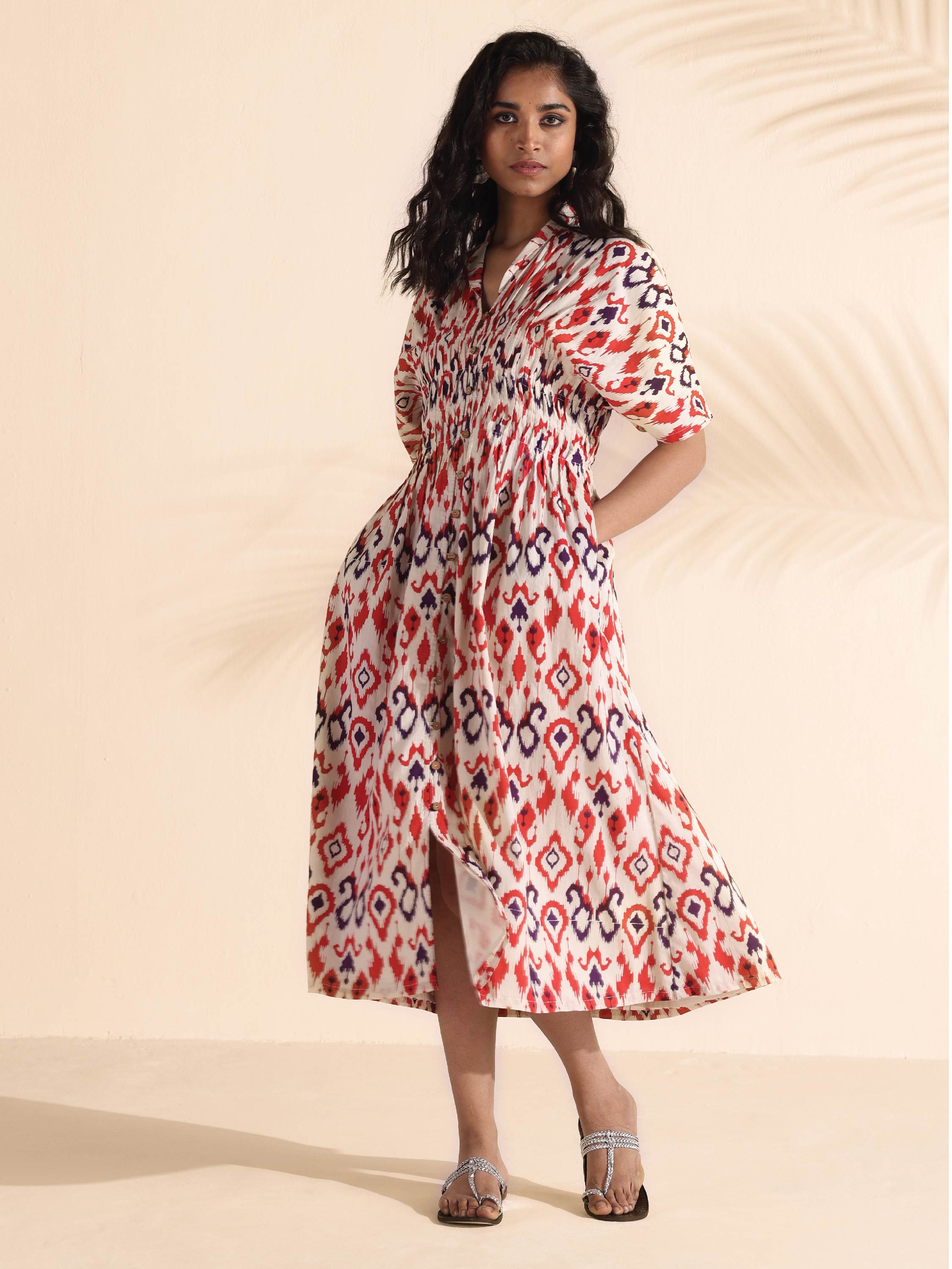 trueBrowns Carrot Cotton Ikat Dress