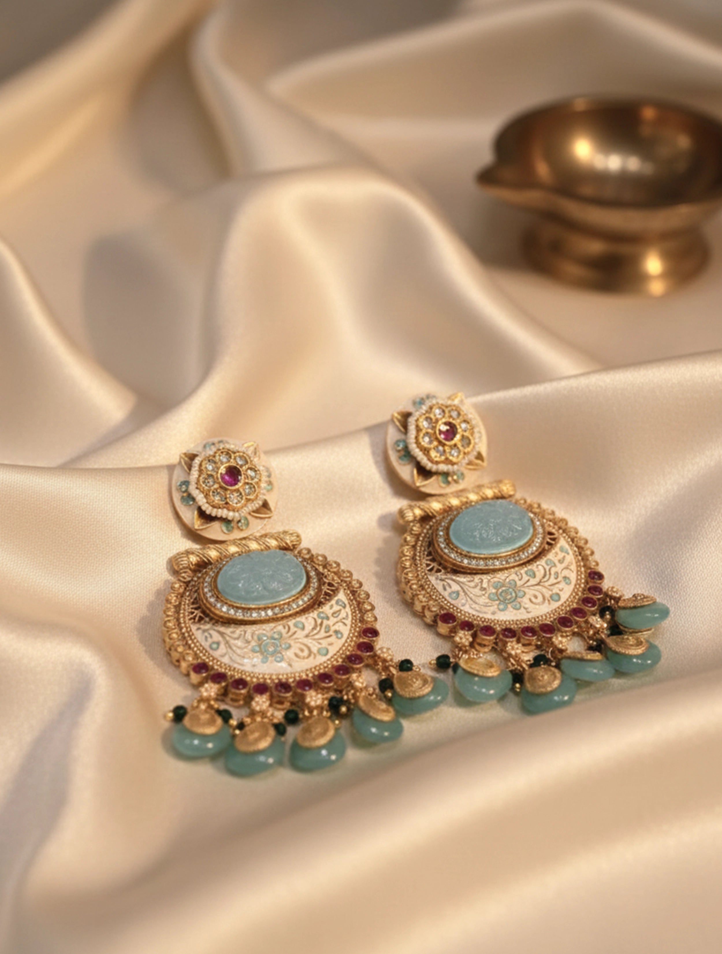 trueBrowns Blue Golden Earrings