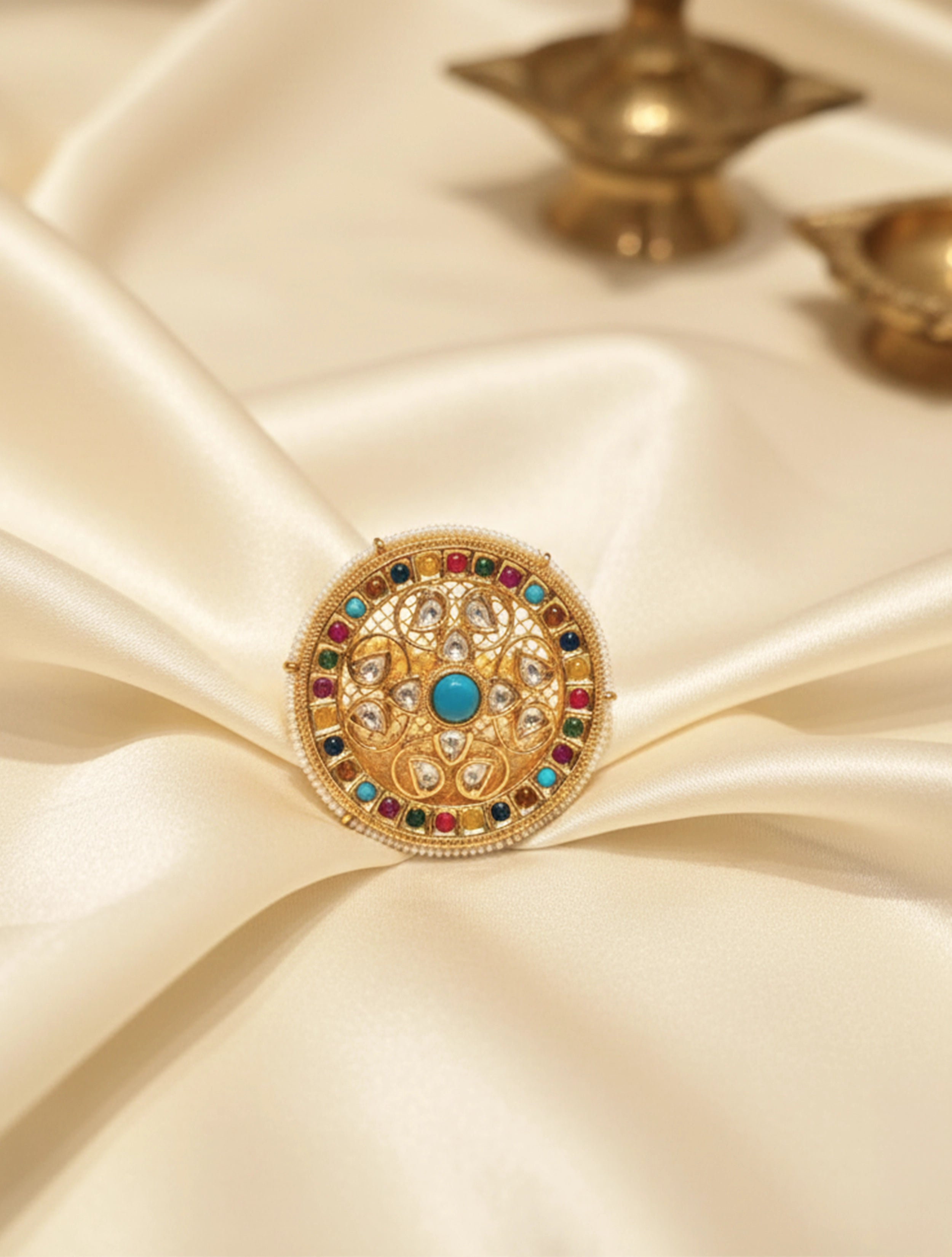 trueBrowns Circular Ming Green Detail Ring