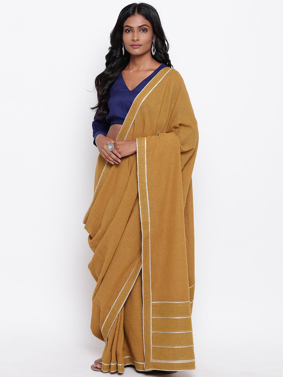 Pure Cotton Gota Saree - trueBrowns