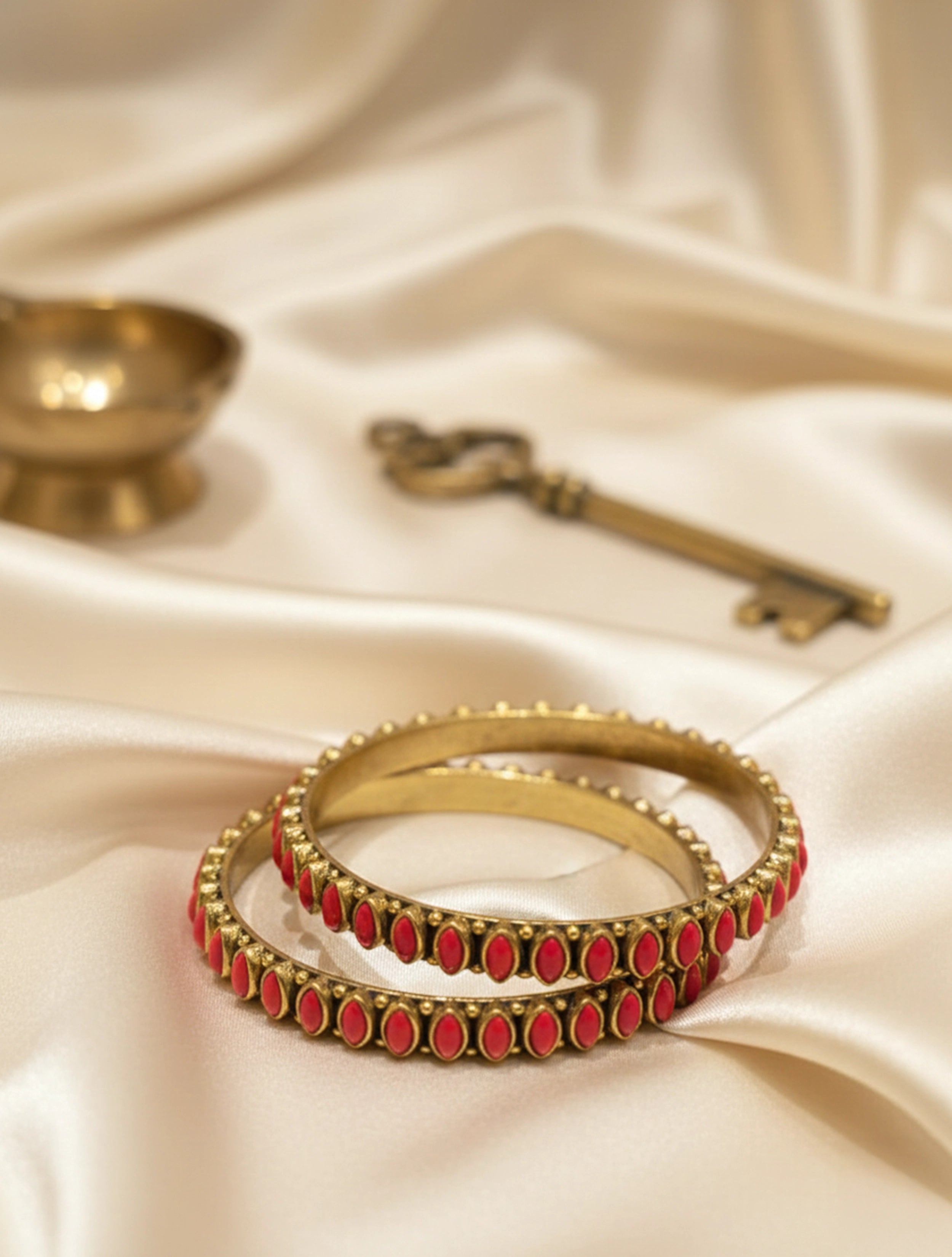trueBrowns Pink Stone Bangles