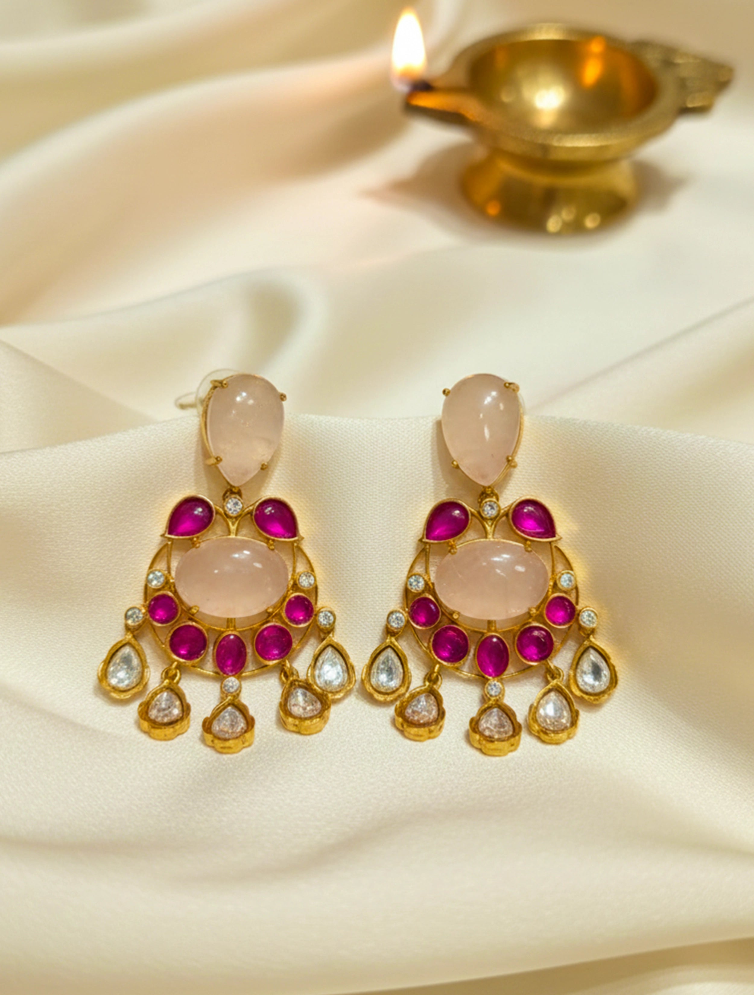 trueBrowns Crystal Blush Drop Earrings