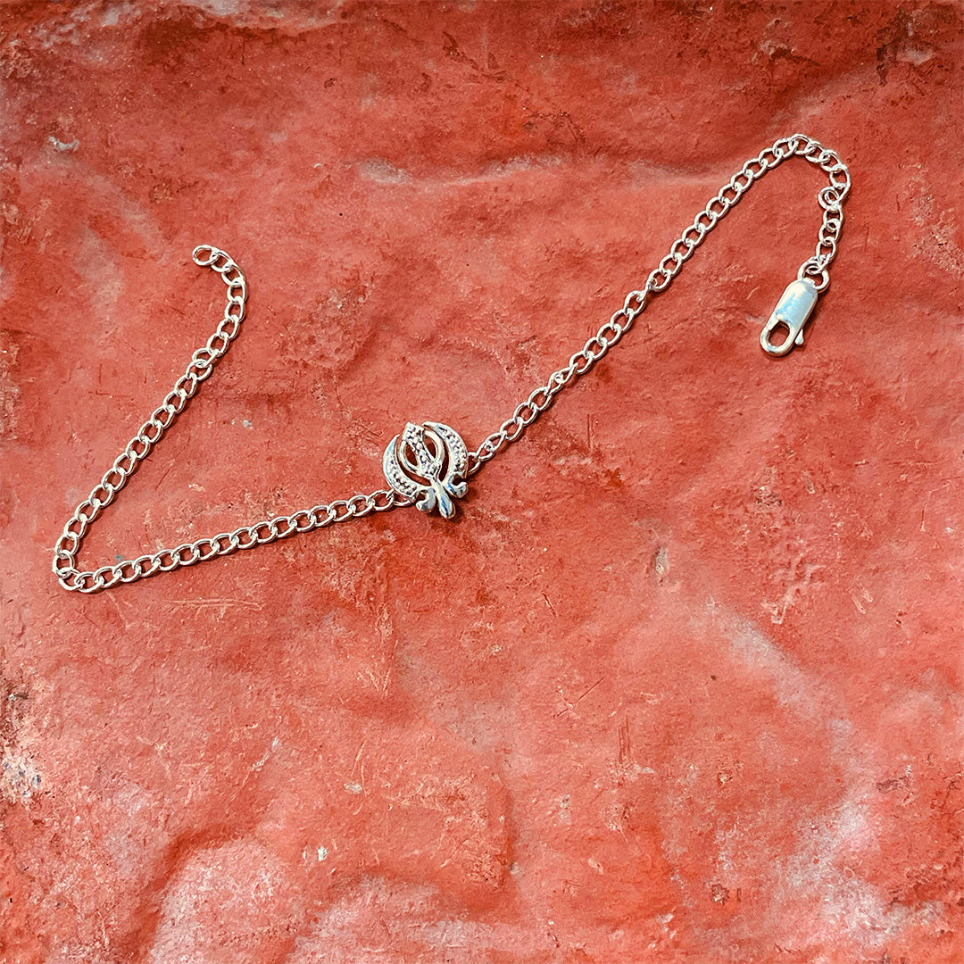 trueBrowns Men 925 Sterling Silver Khanda Silver Chain Bracelet