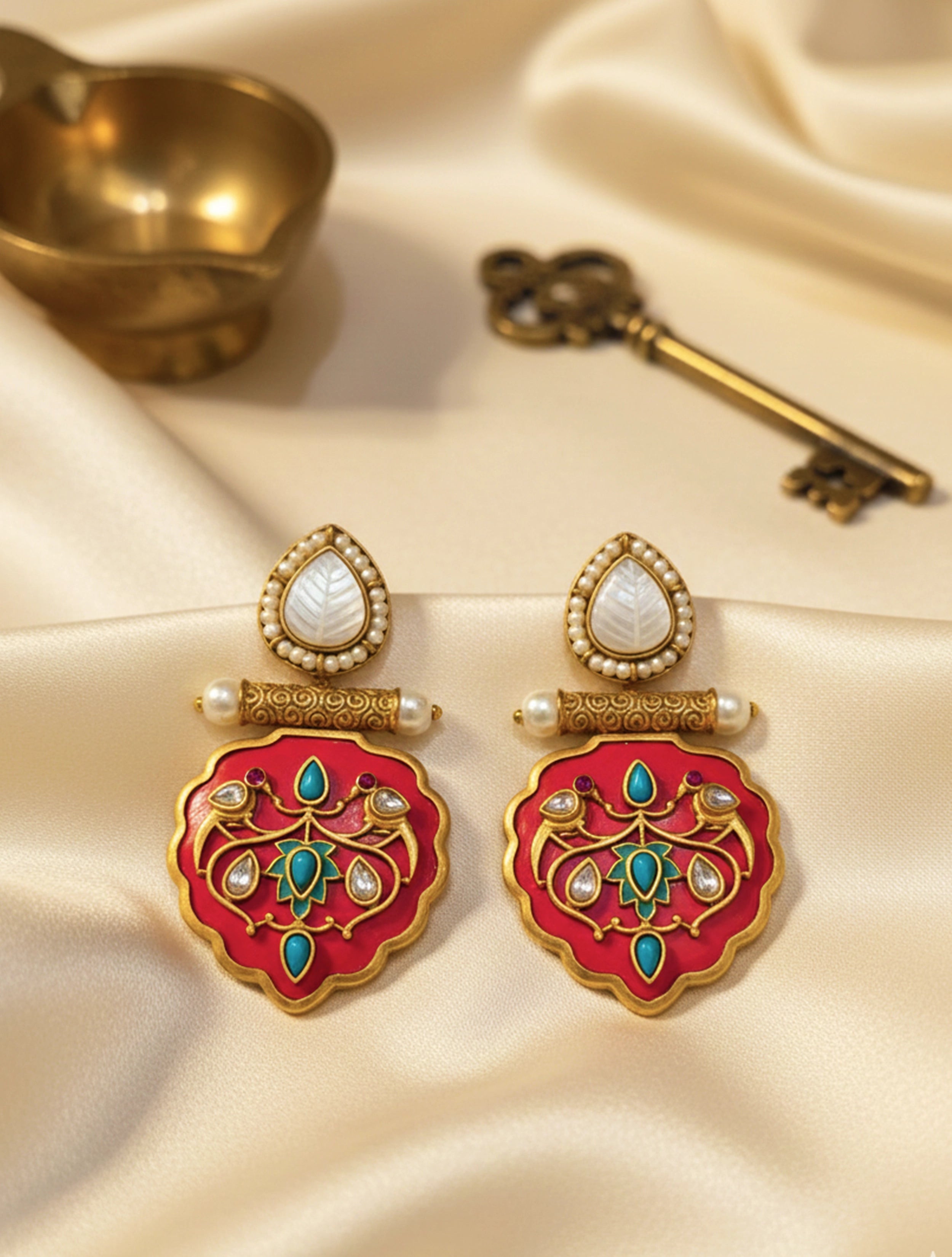 trueBrowns Red Drop Earrings