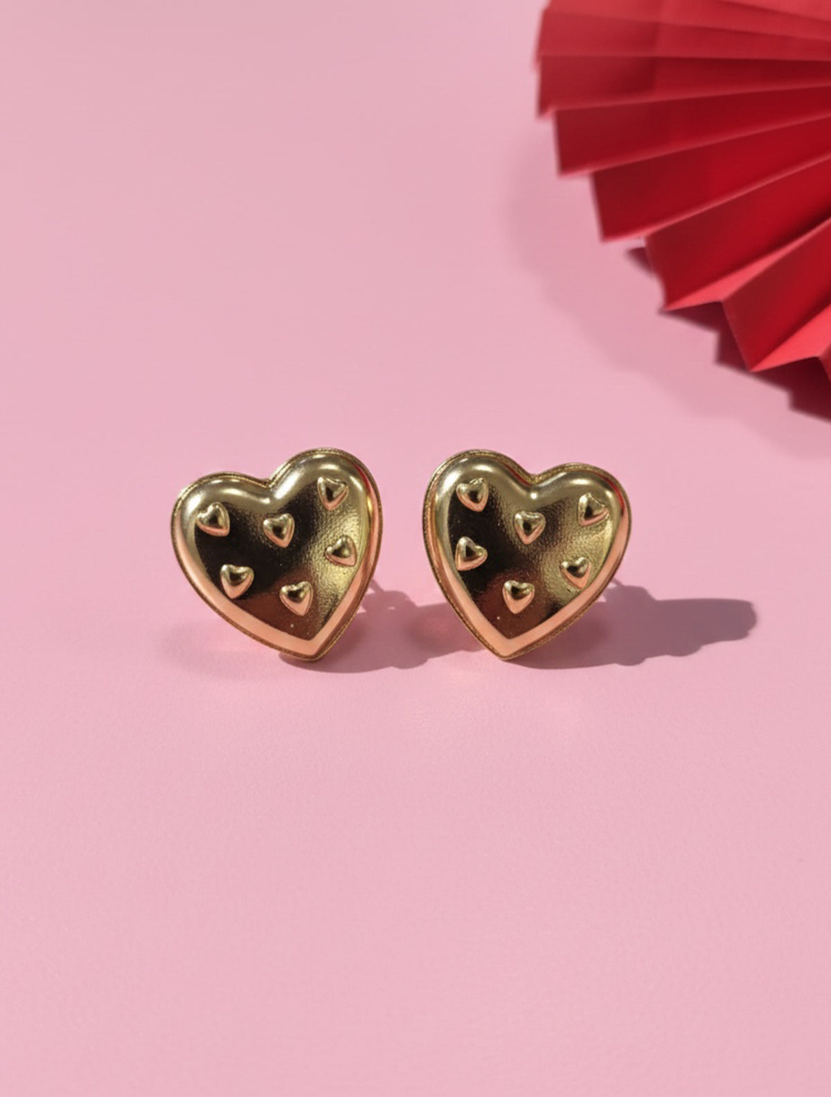 trueBrowns Gold Heart Statement Studs
