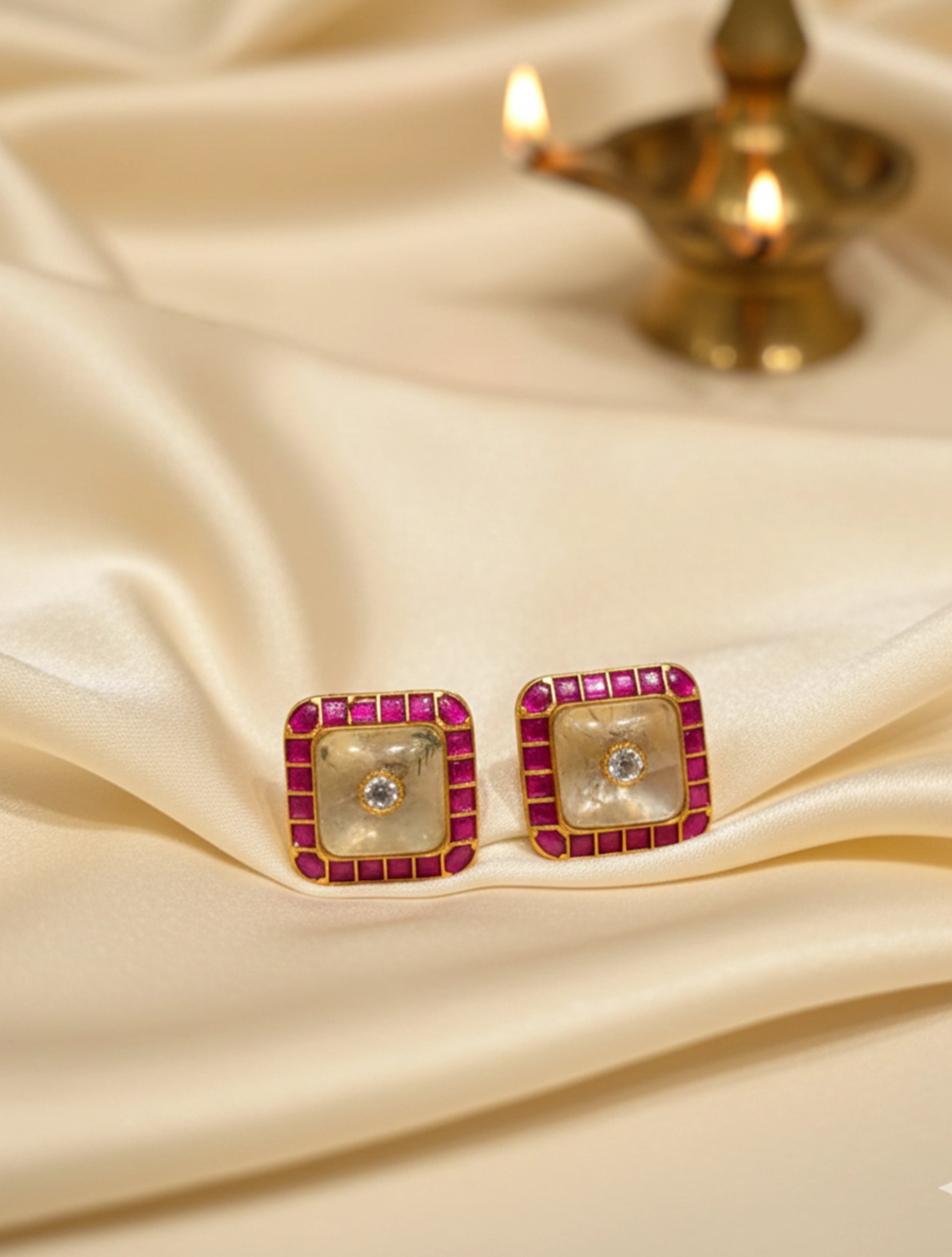 trueBrowns Red Square Studs