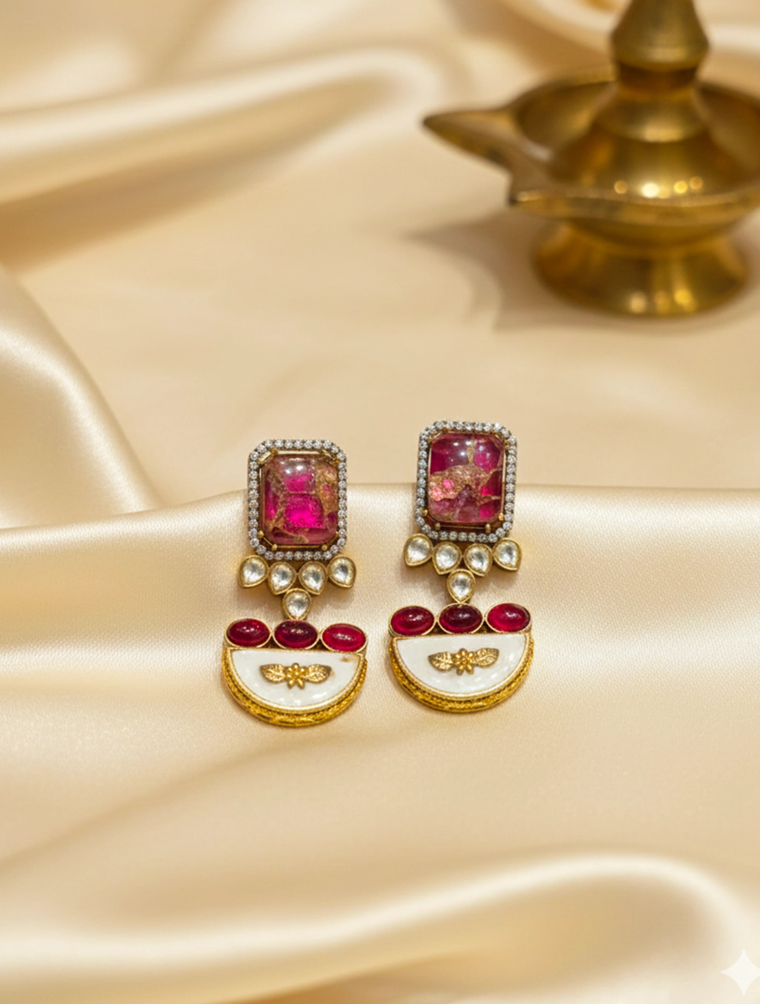 trueBrowns Purple Stone Earrings