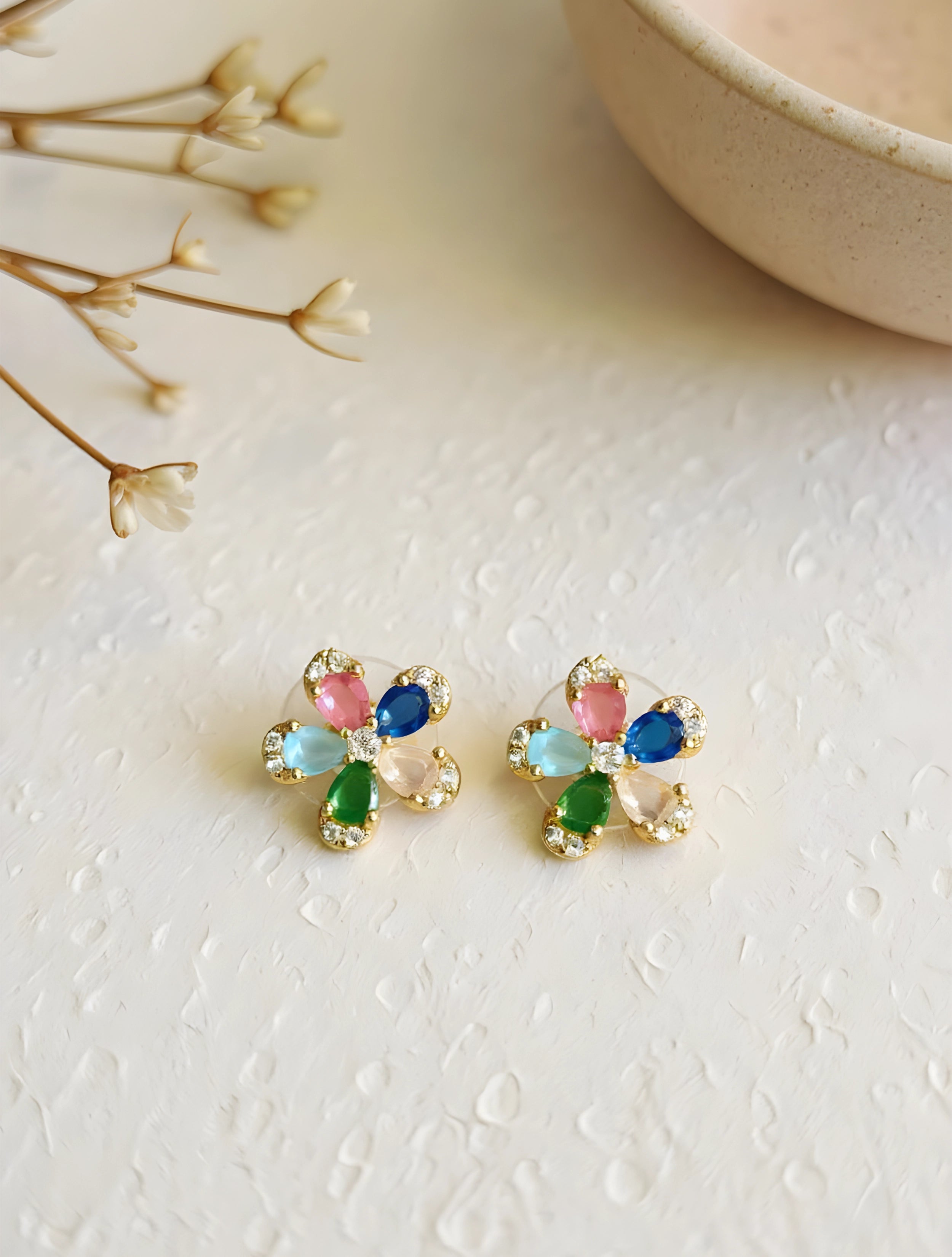 trueBrowns Multi Color Petal Earrings