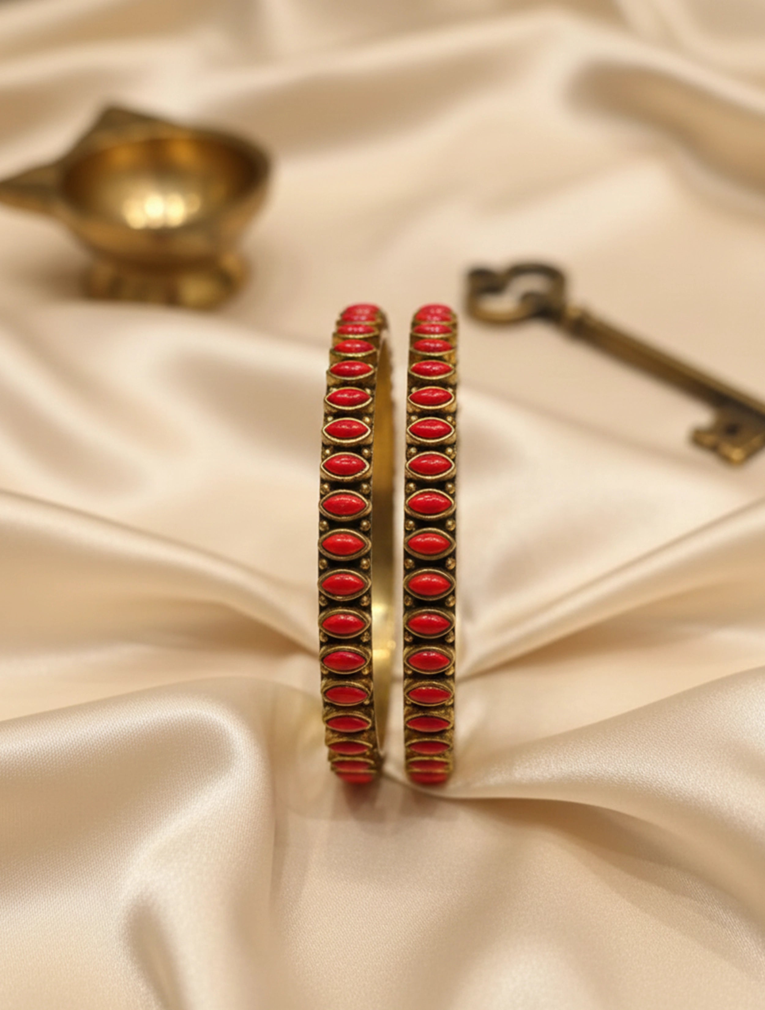 trueBrowns Pink Stone Bangles