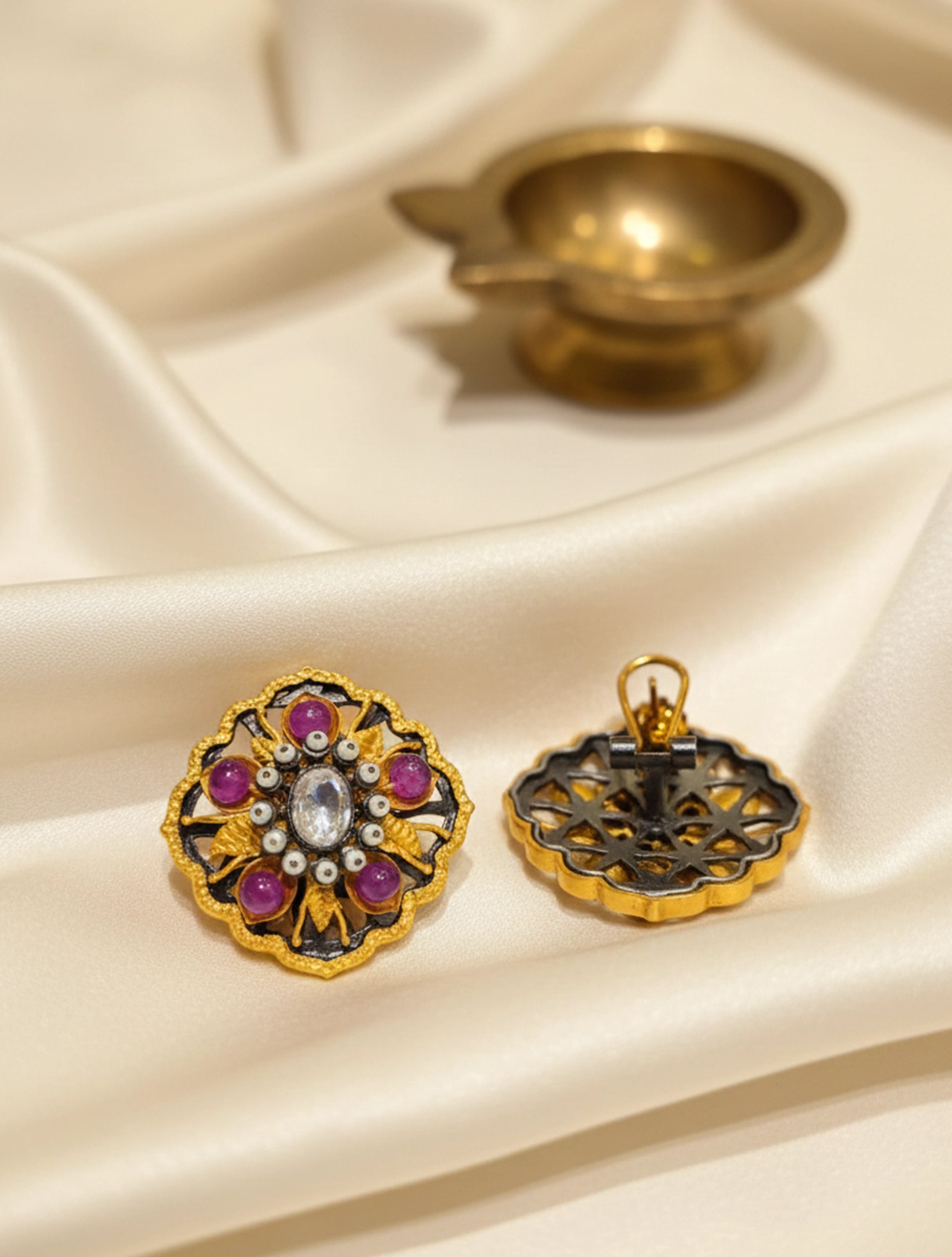 trueBrowns Royal Floral Studs Earrings