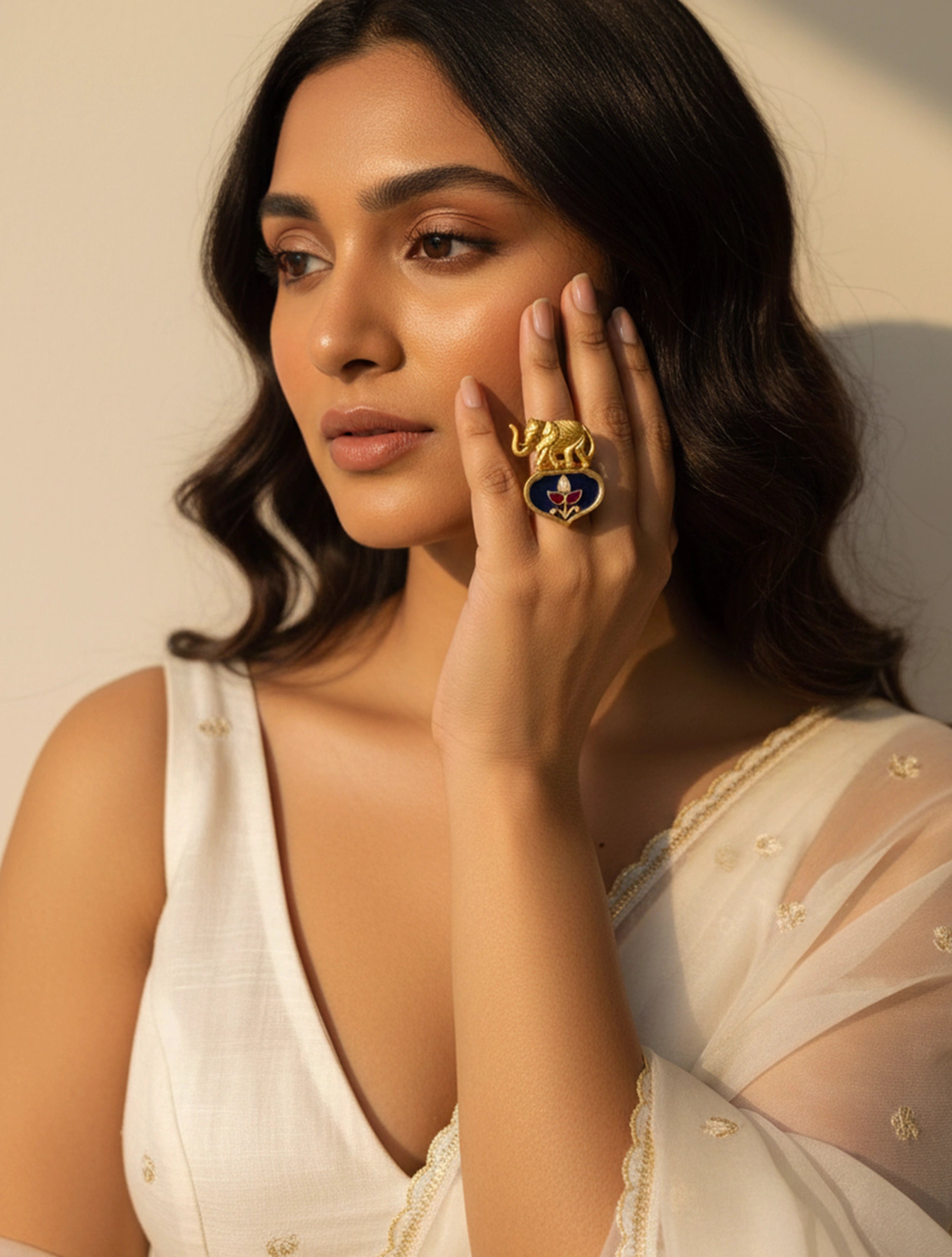 trueBrowns Blue Elephant Detail Ring