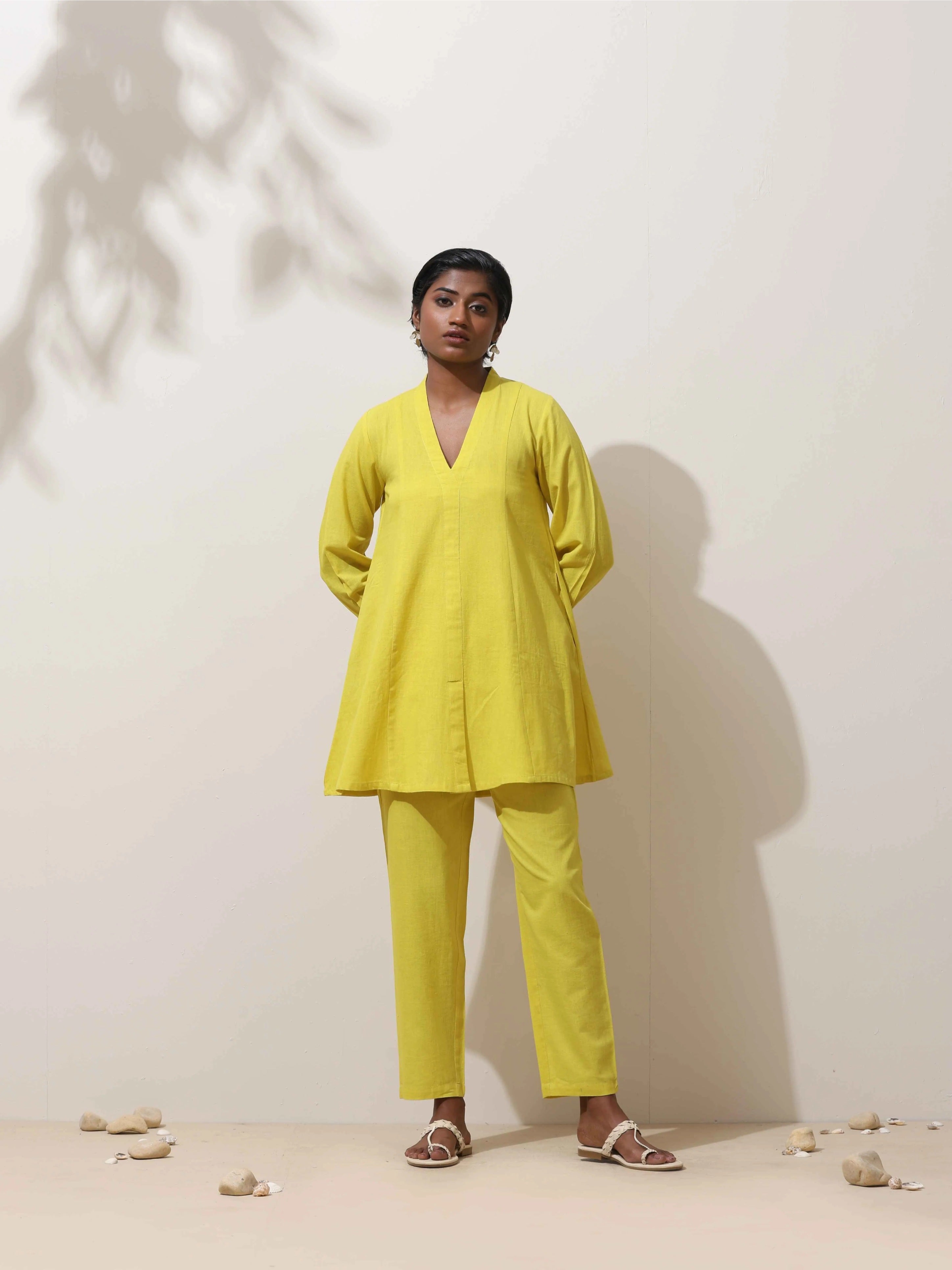 trueBrowns Lime Cotton Linen Co-Ord Set