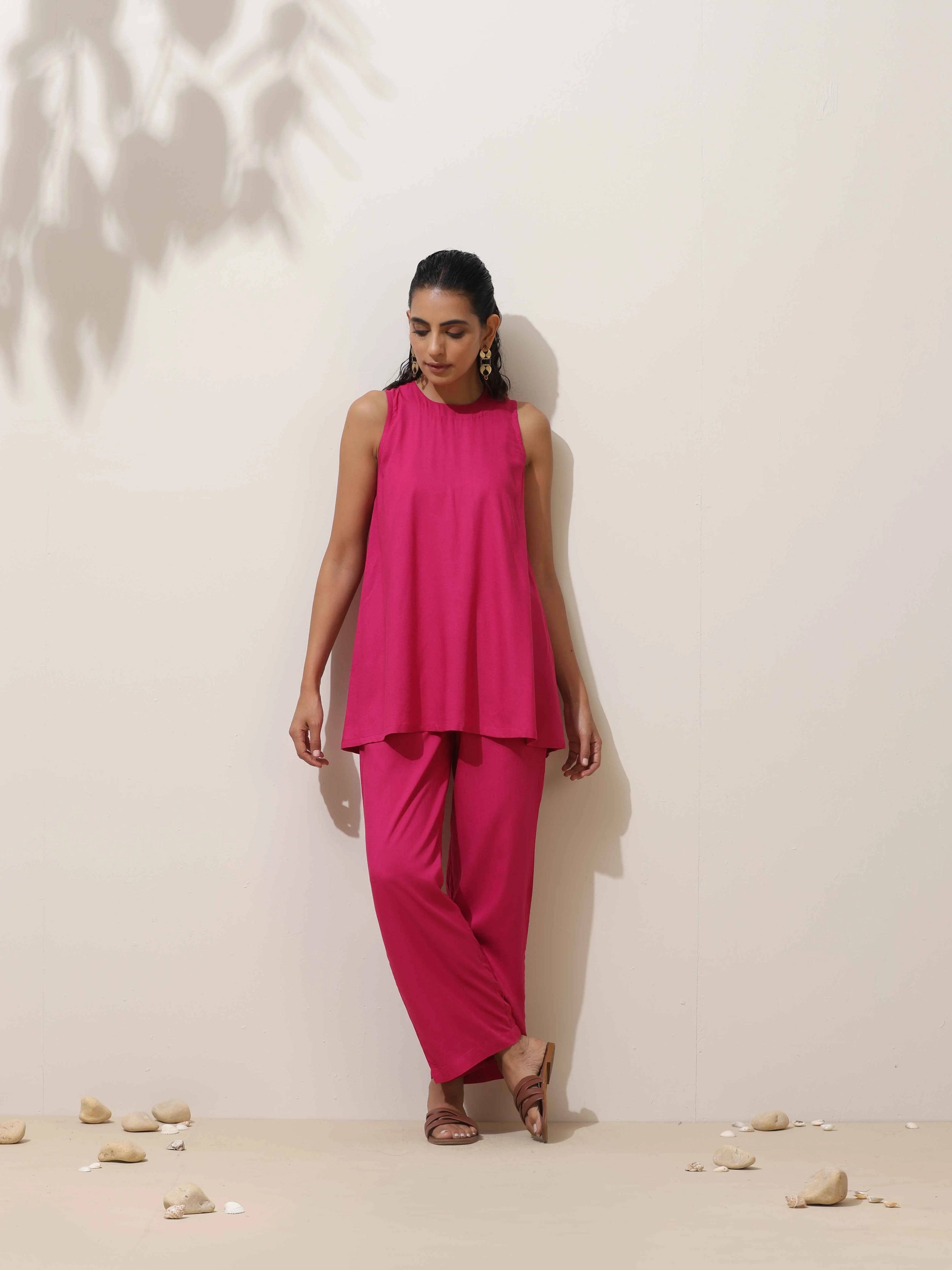trueBrowns Pink Viscose Co-ord Set