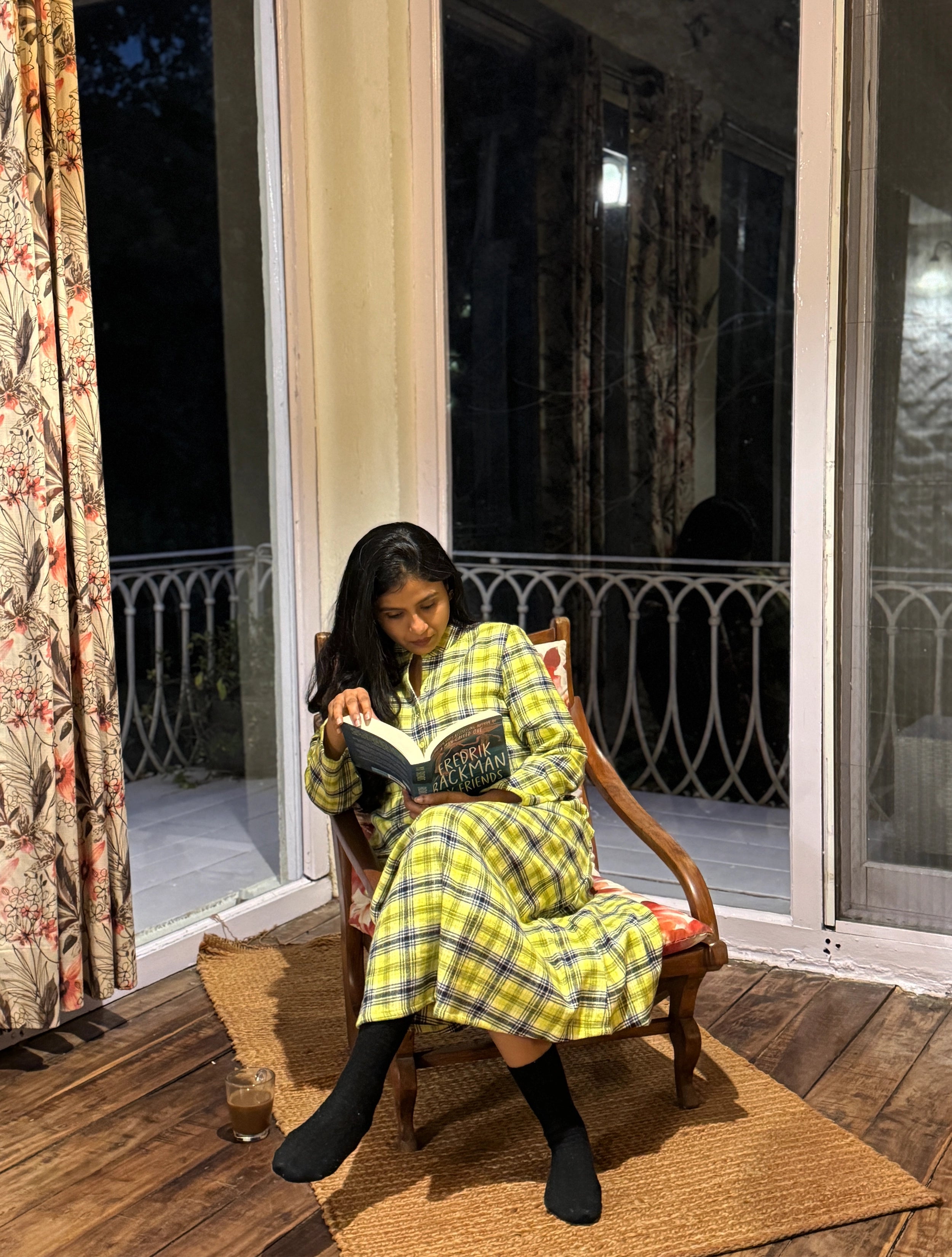 trueBrowns Lime Check Woollen Dress