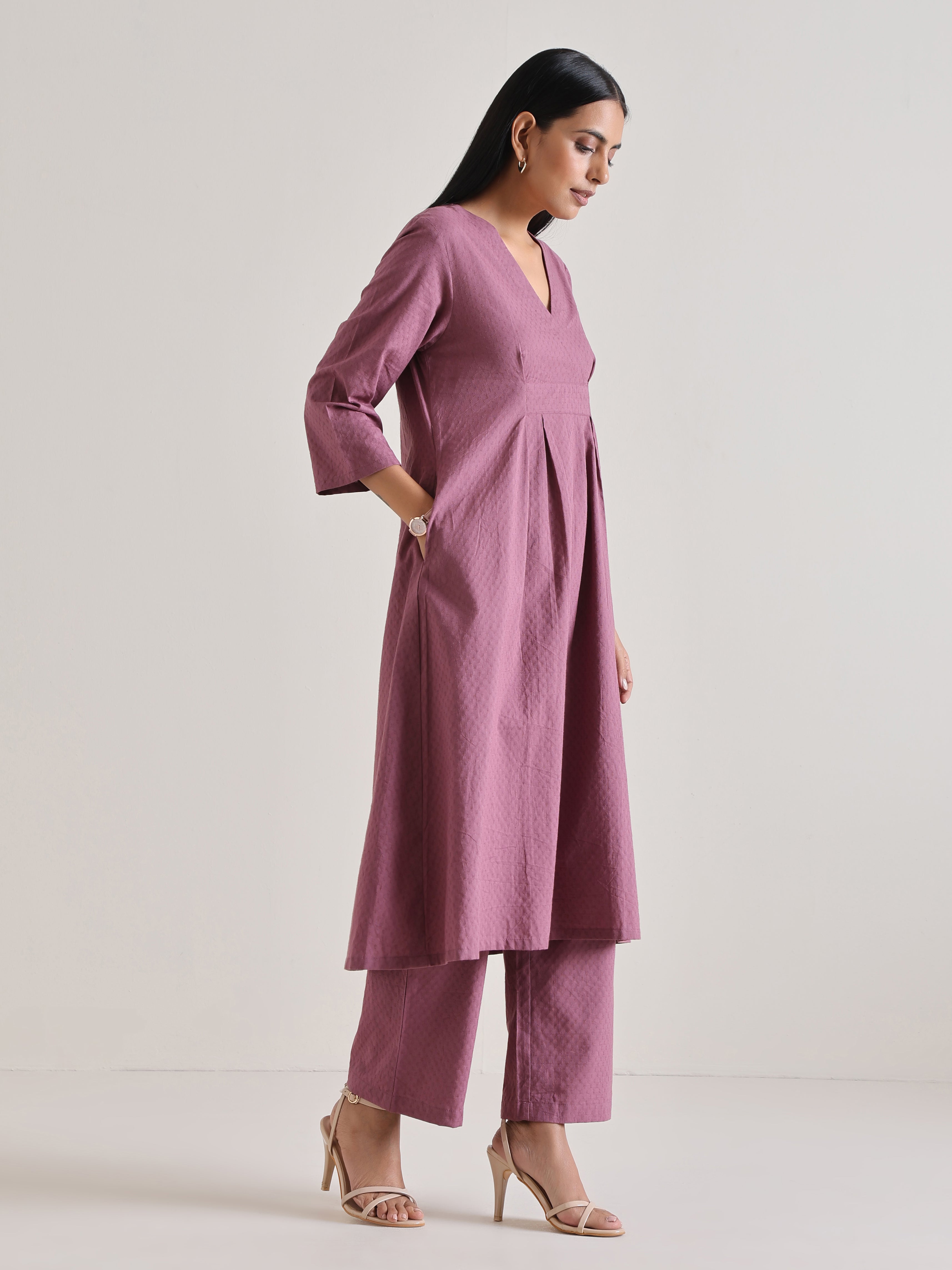 Orchid Overlap Pleat Kurta Pant Set