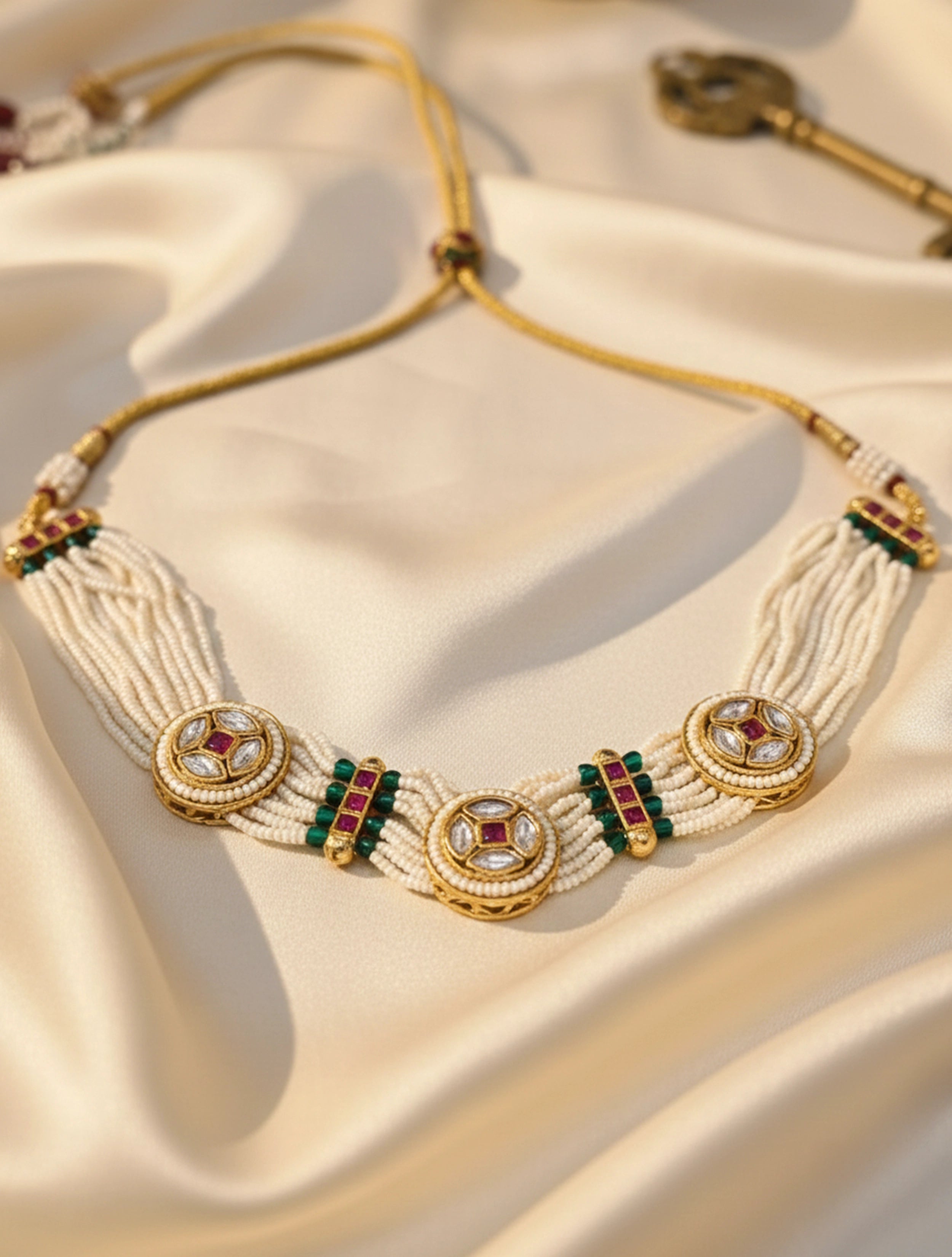trueBrowns Ivory Pearl Dori Choker Set