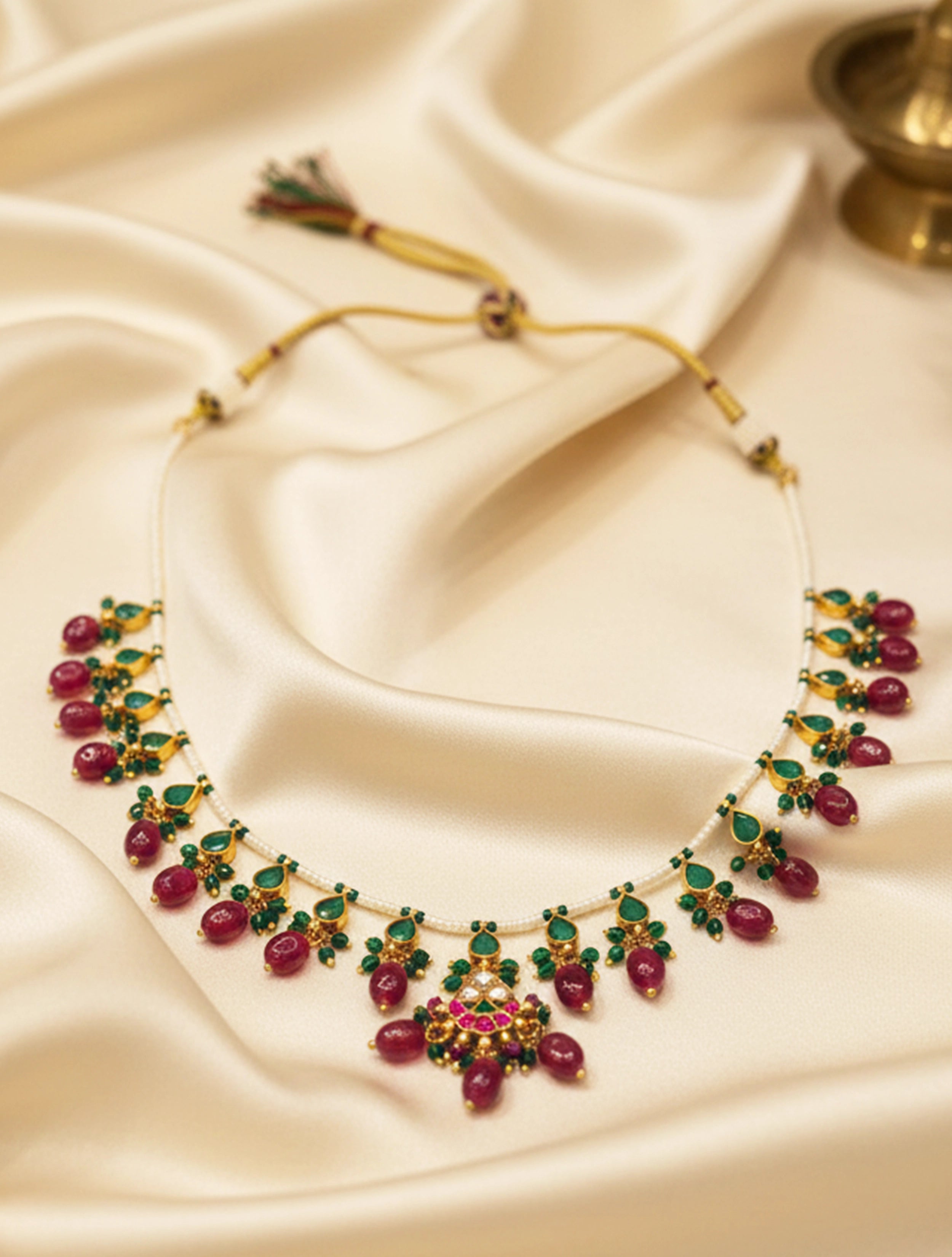 trueBrowns Maroon Pearl Necklace Set