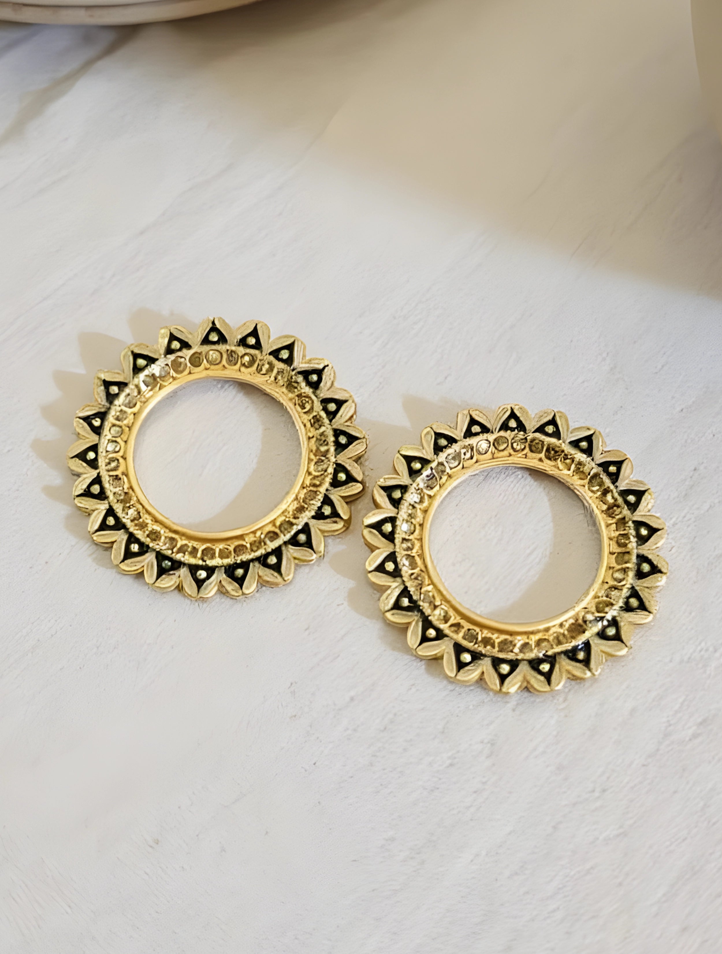 trueBrowns Pink And Golden Stones Stud Earrings