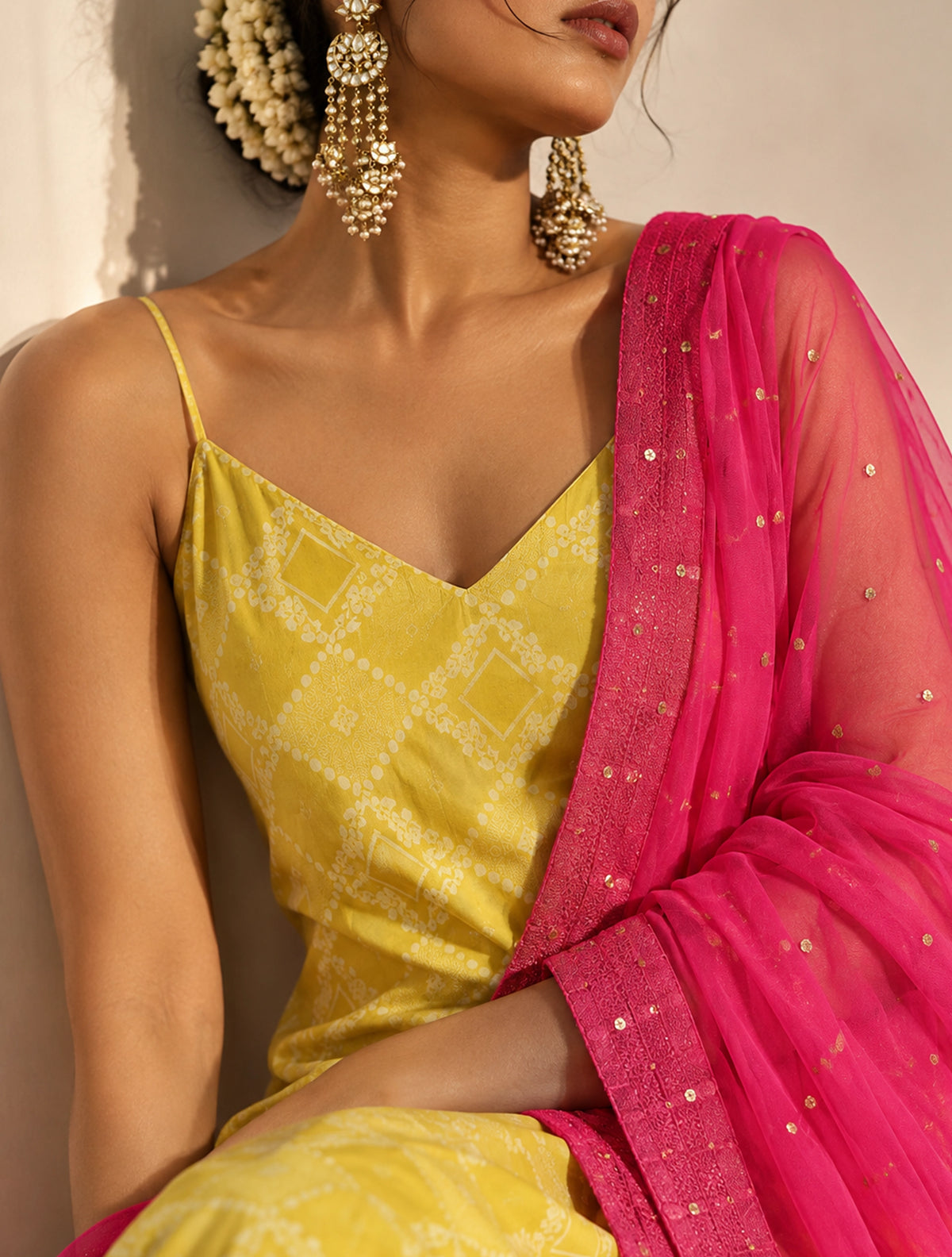 trueBrowns Pink Organza Dupatta