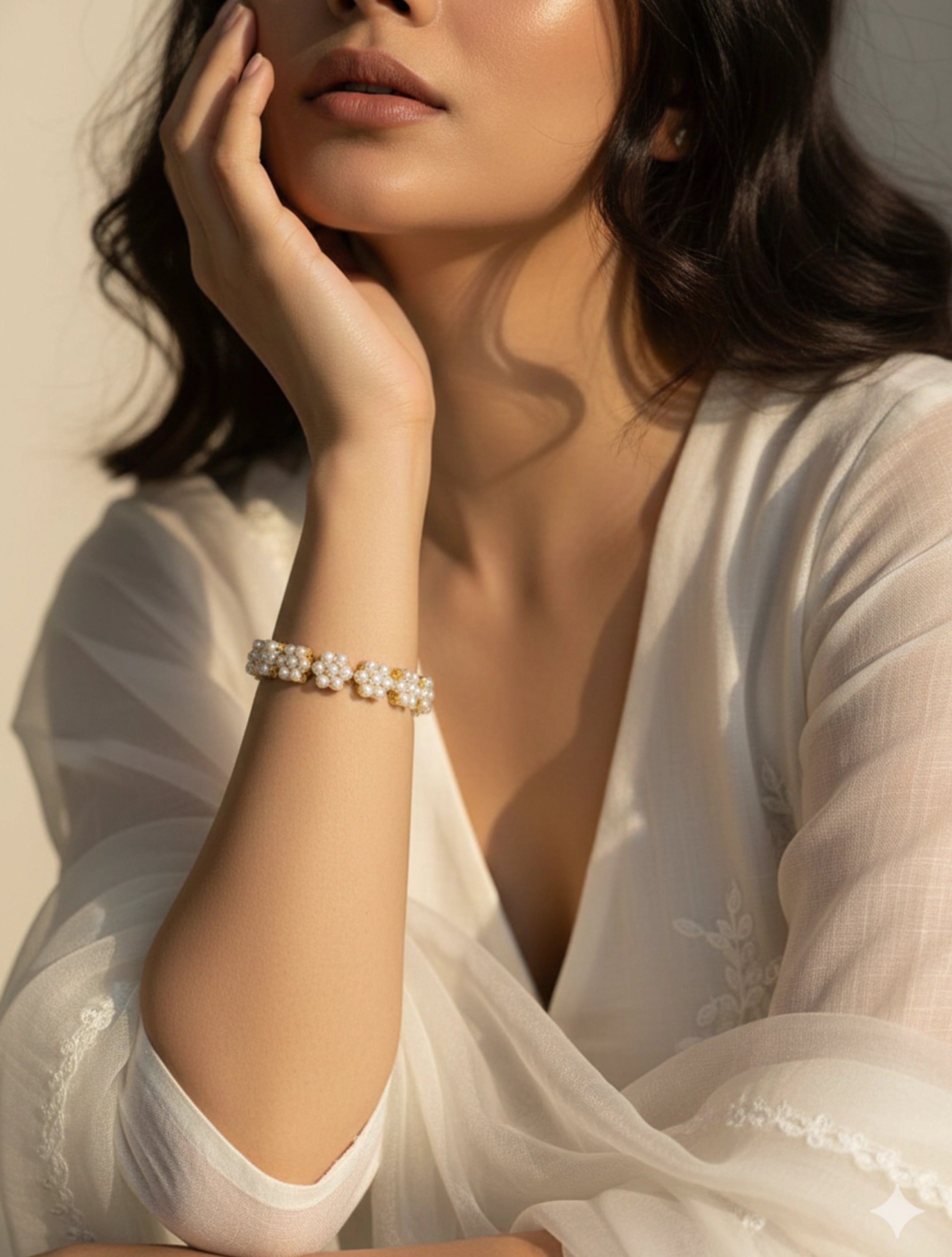 trueBrowns White Pearl Bracelet