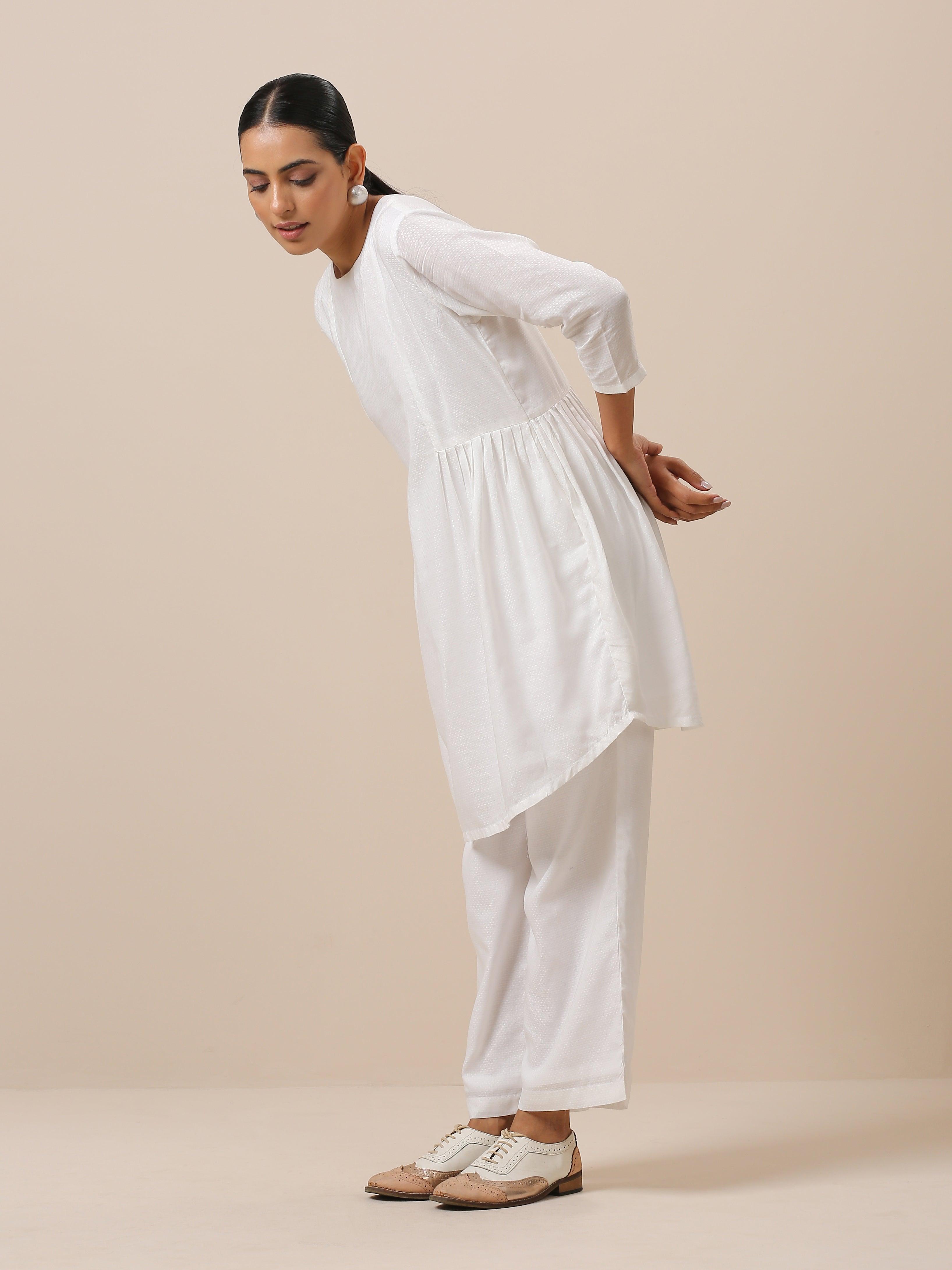 Cotton White Gathers Co-Ord Set - trueBrowns