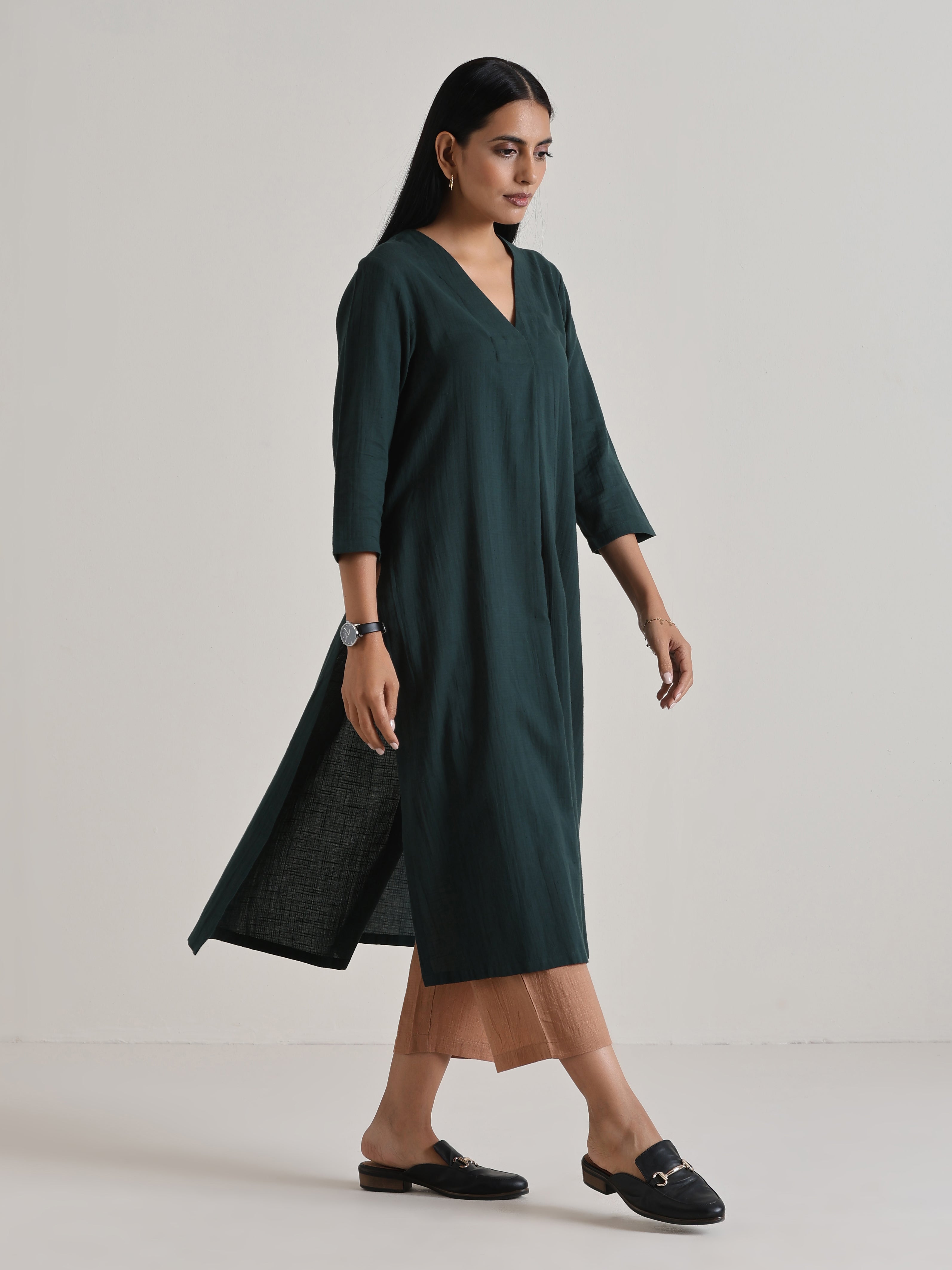 Dark Green Kurta Pant Set
