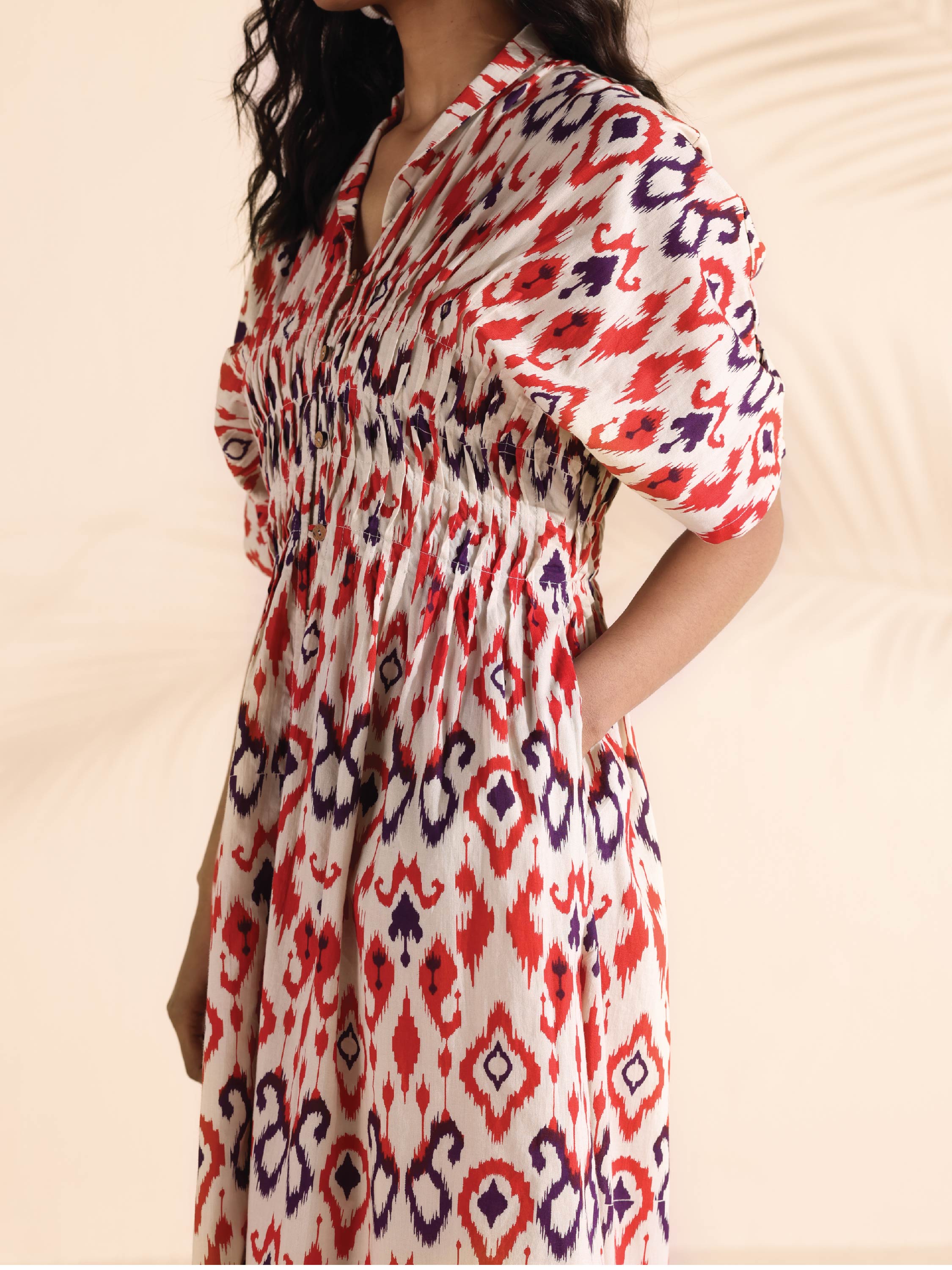 trueBrowns Carrot Cotton Ikat Dress