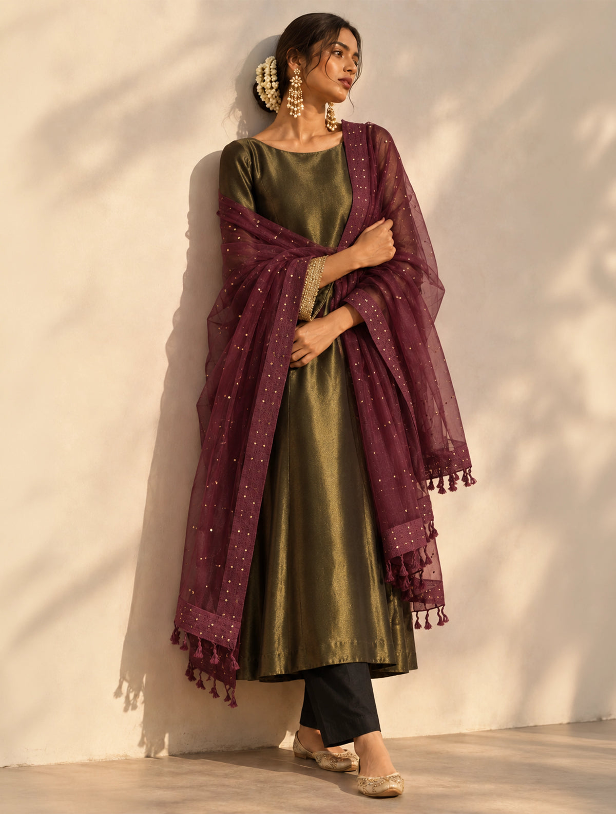 trueBrowns Cola Organza Dupatta
