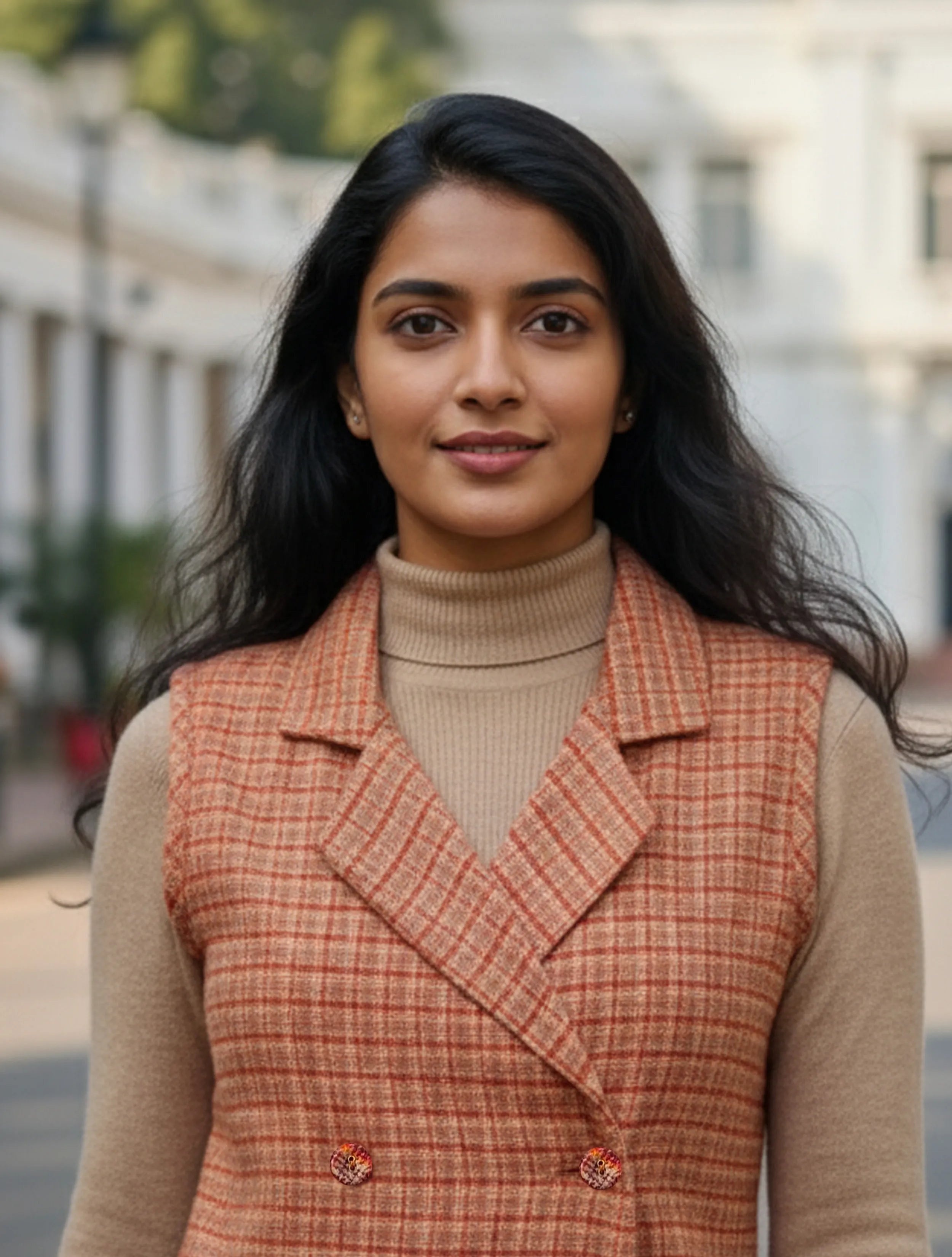 trueBrowns Maroon Check Blazer Dress