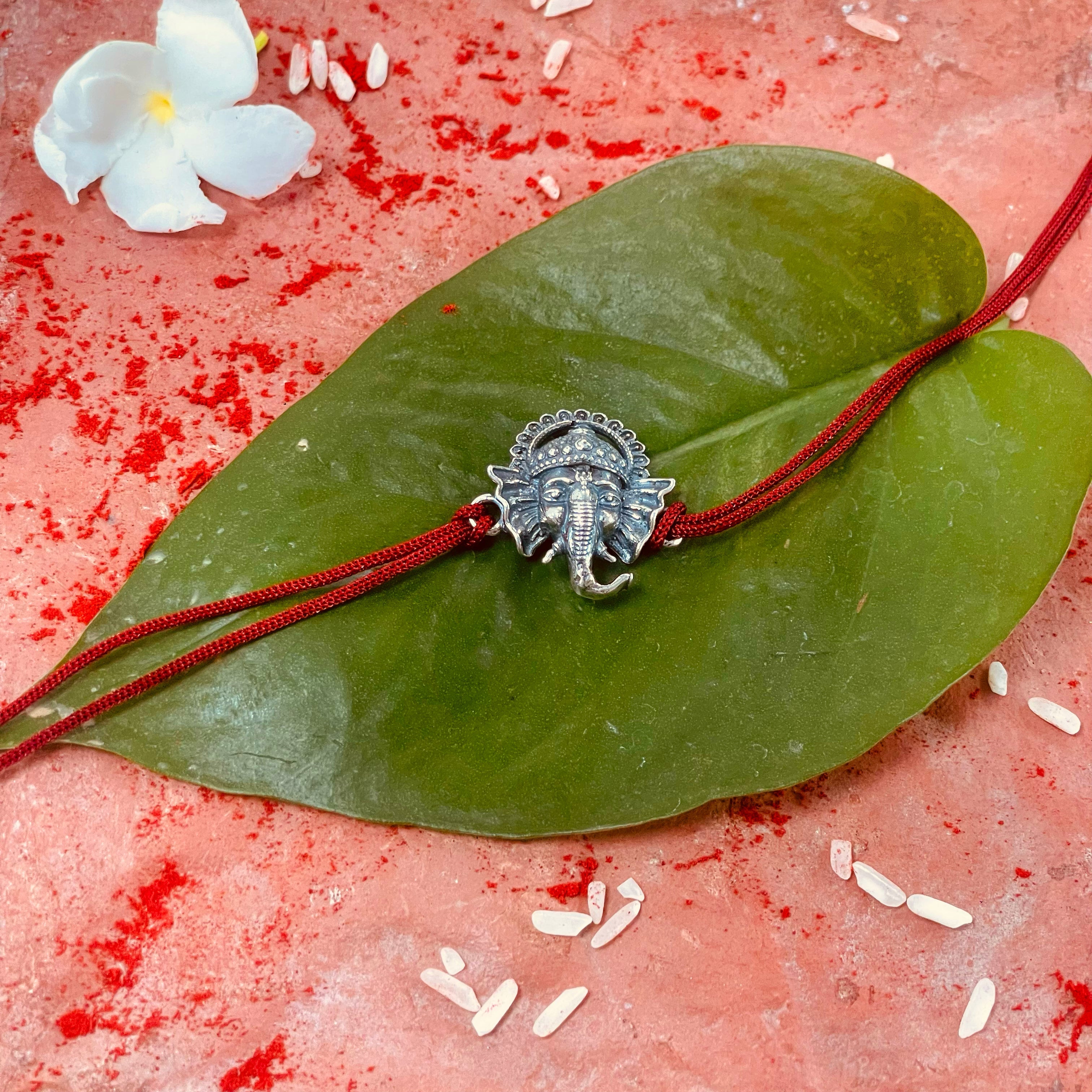 trueBrowns 925 Sterling Silver Ganesh Idol Thread Rakhi