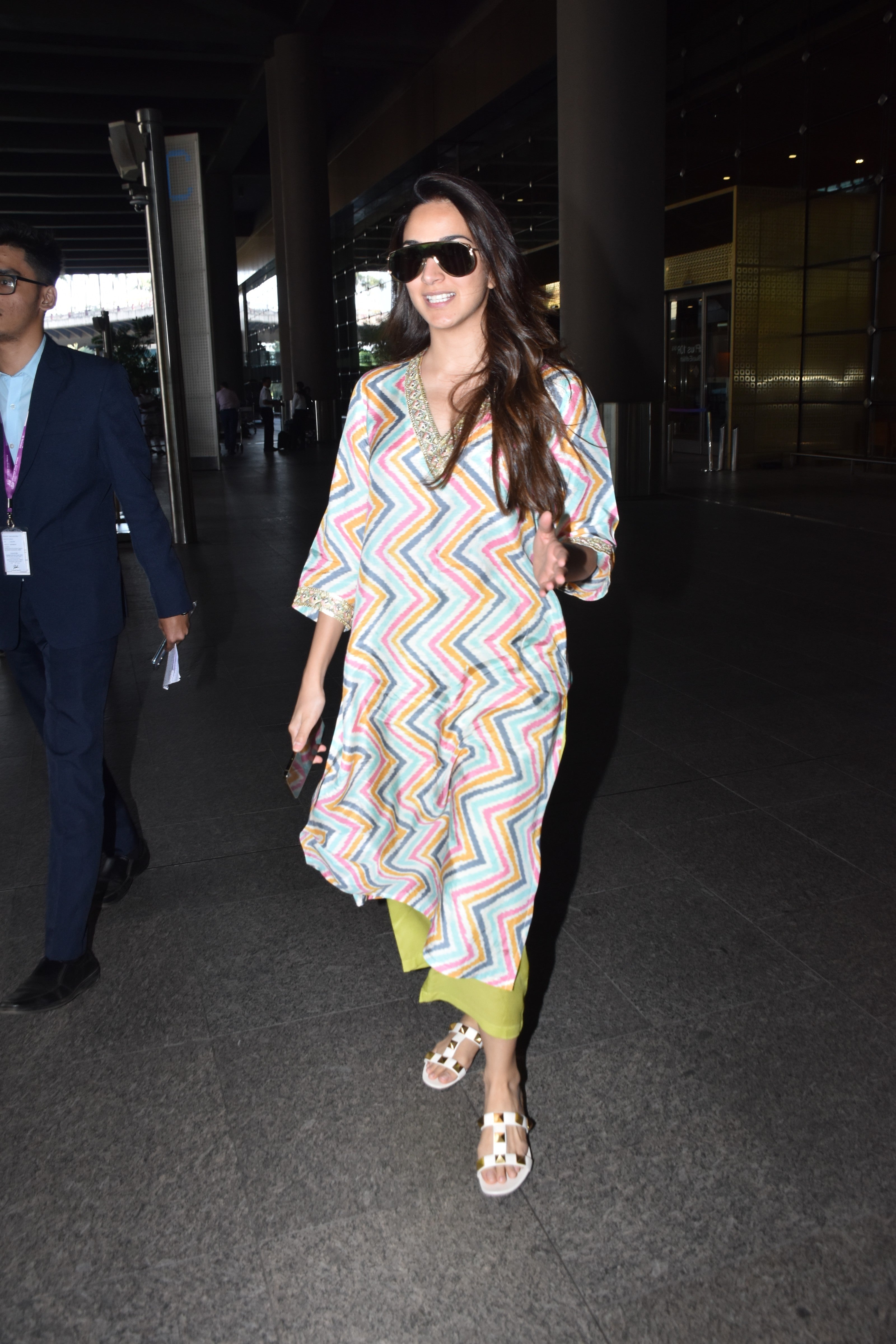 Multicolour Lehariya Printed Silk Kurta Pant Set