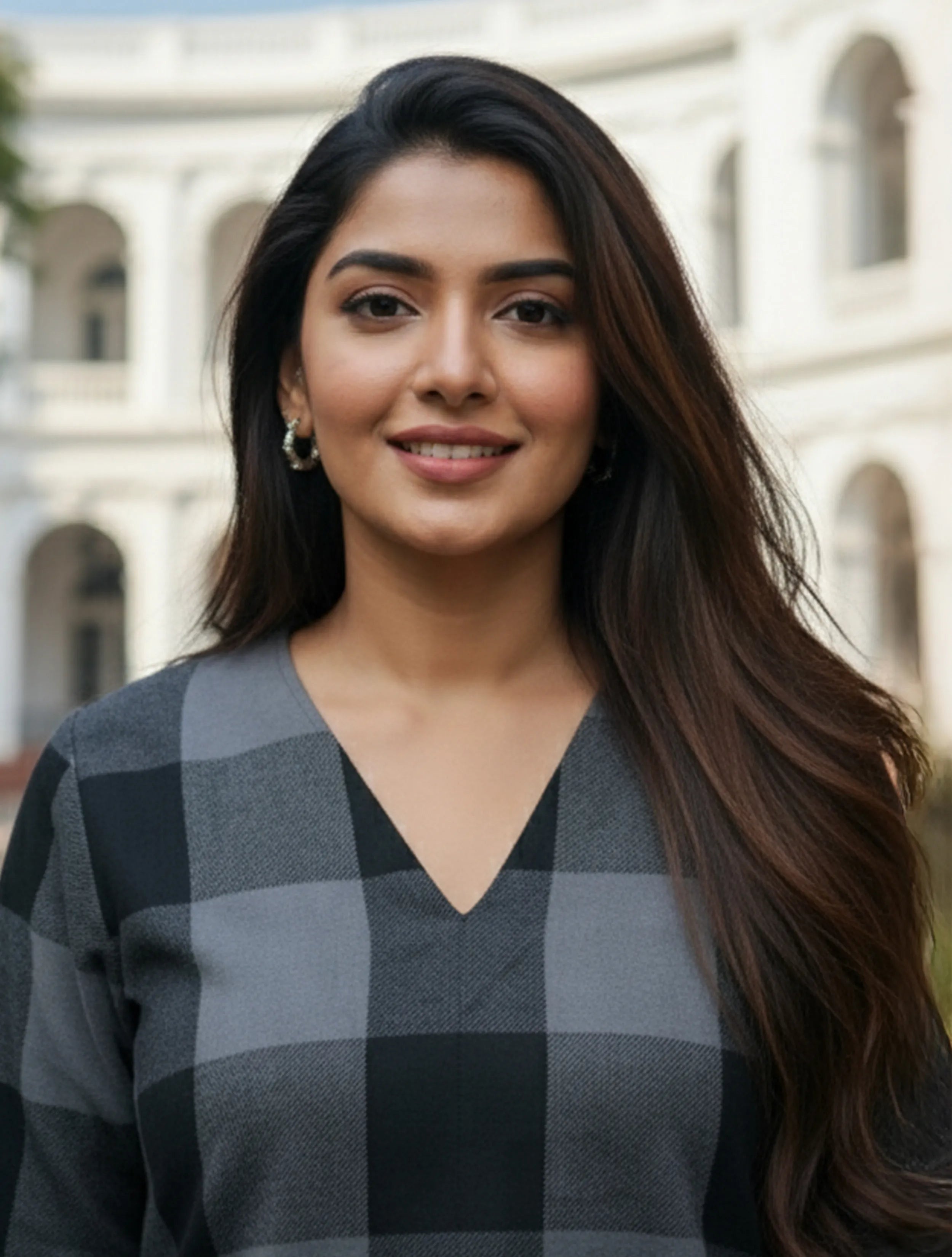 trueBrowns Black Check High Slit Kurta