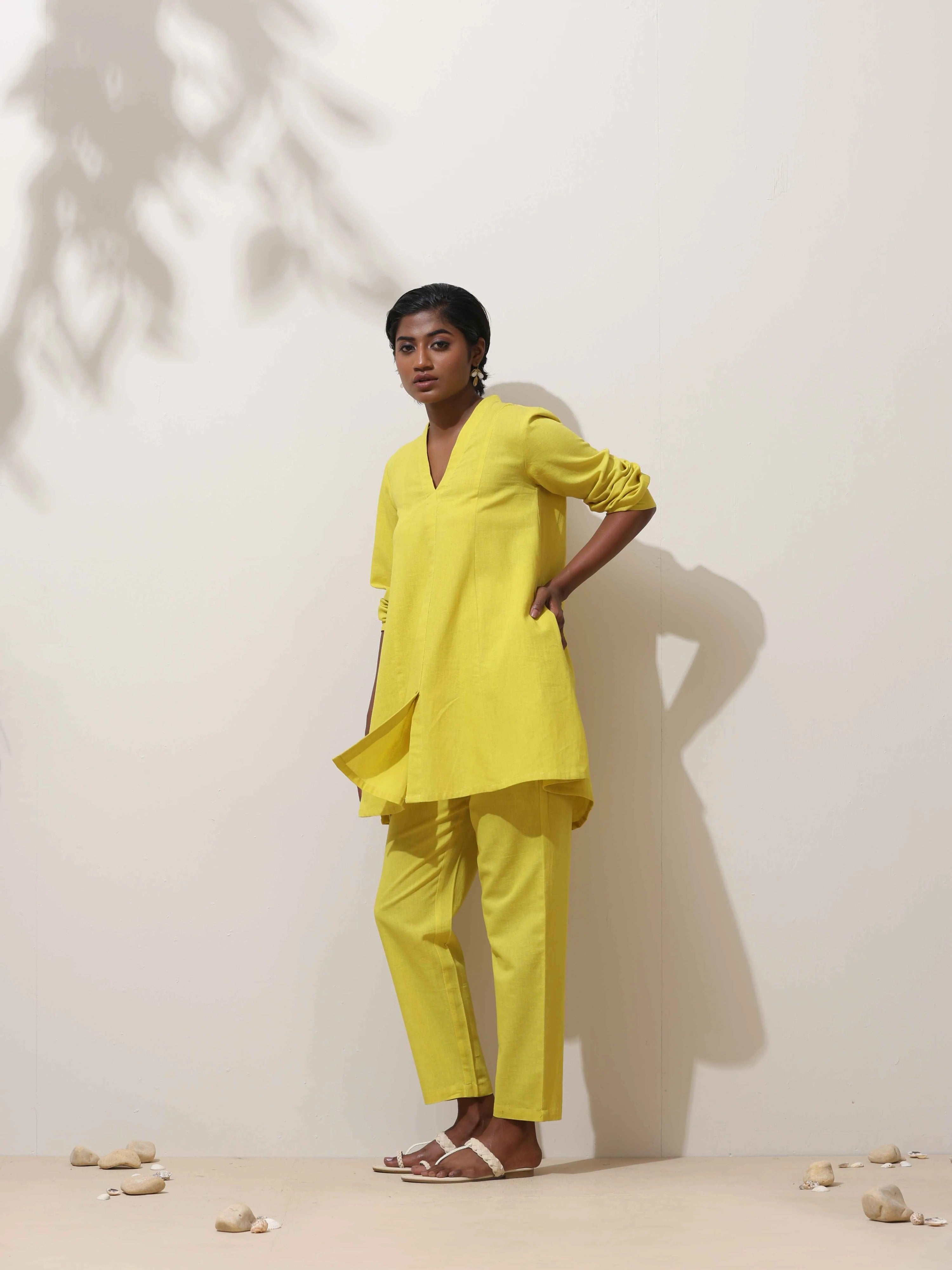 trueBrowns Lime Cotton Linen Co-Ord Set
