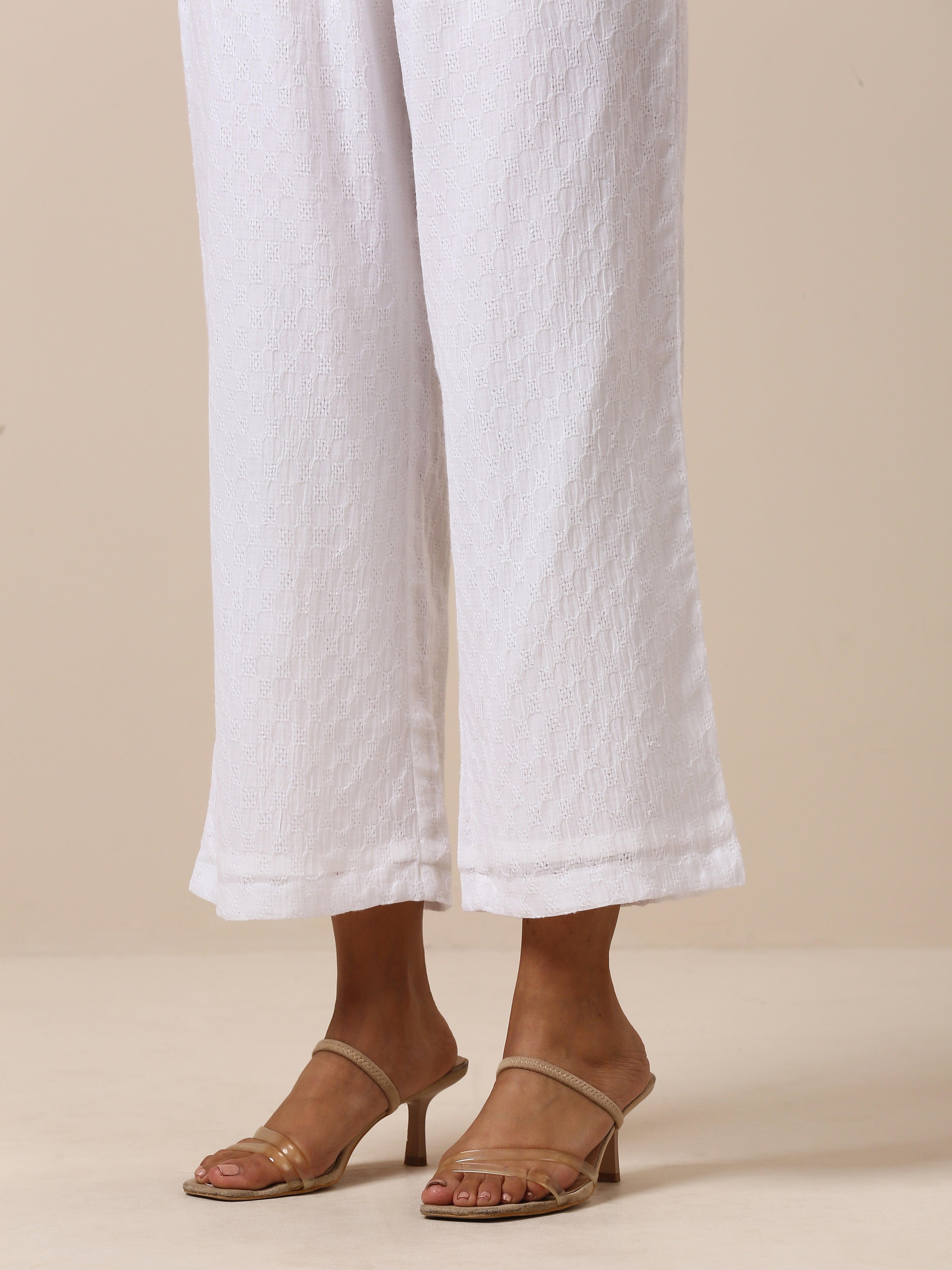 Cotton White Weave Pant - trueBrowns