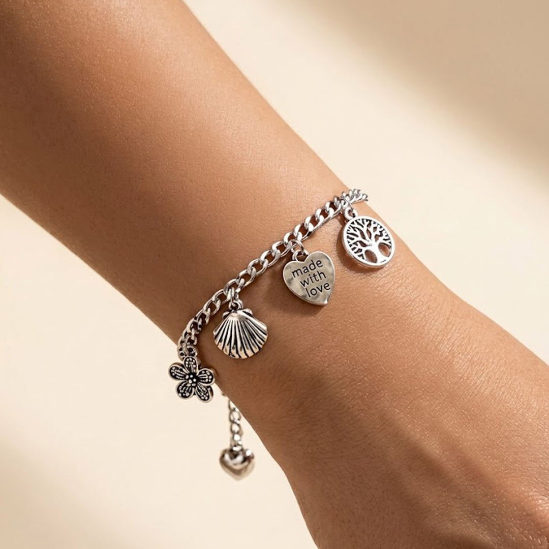 trueBrowns Multi Charm Bracelet Rakhi (Silver)