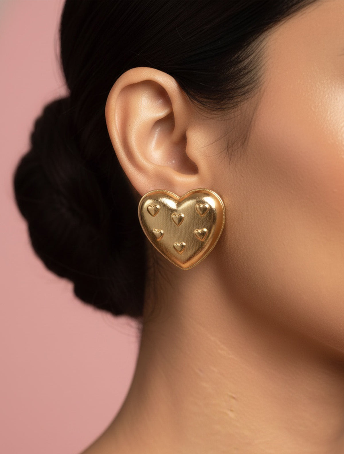trueBrowns Gold Heart Statement Studs