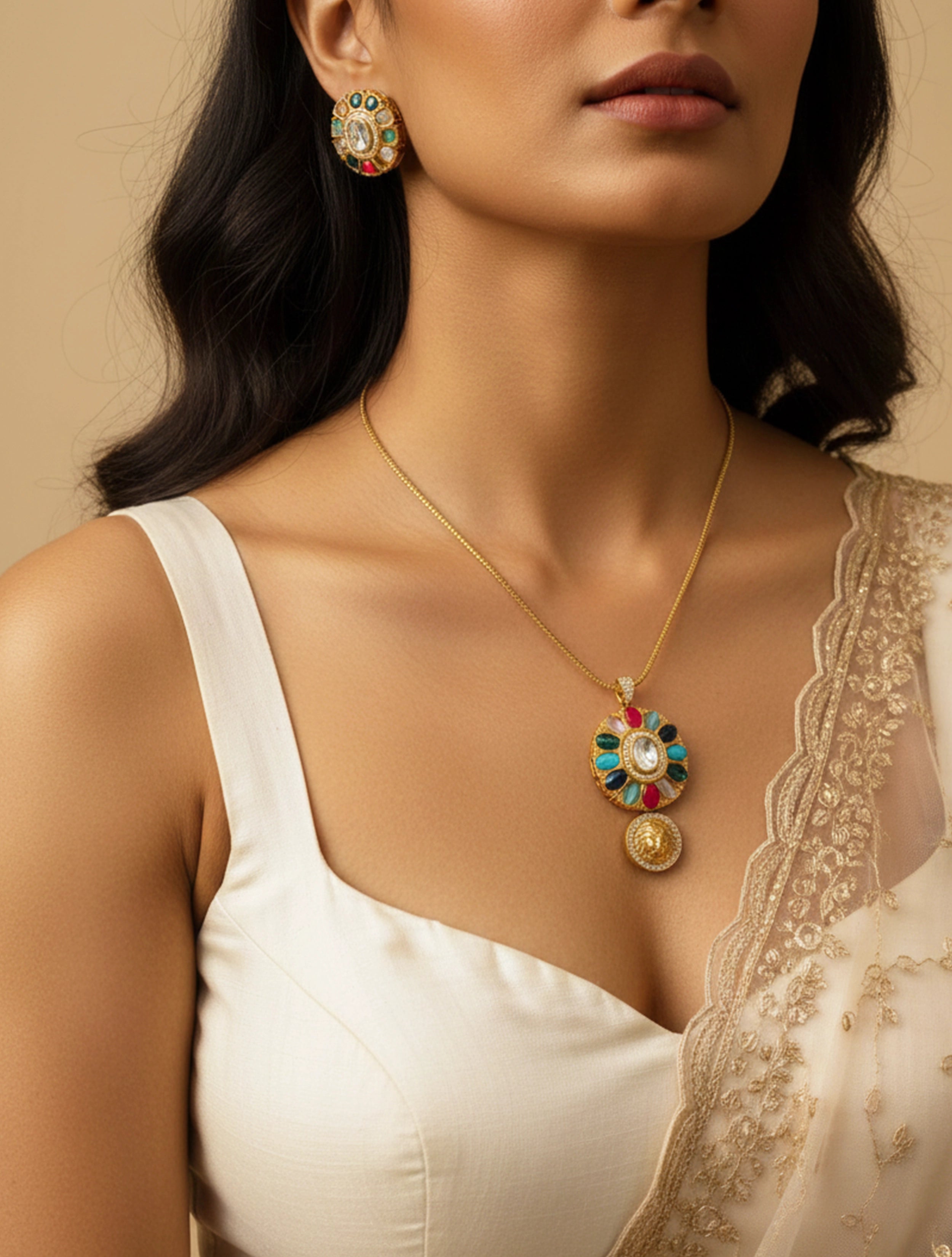 trueBrowns Regal Gemstone Pendant Set