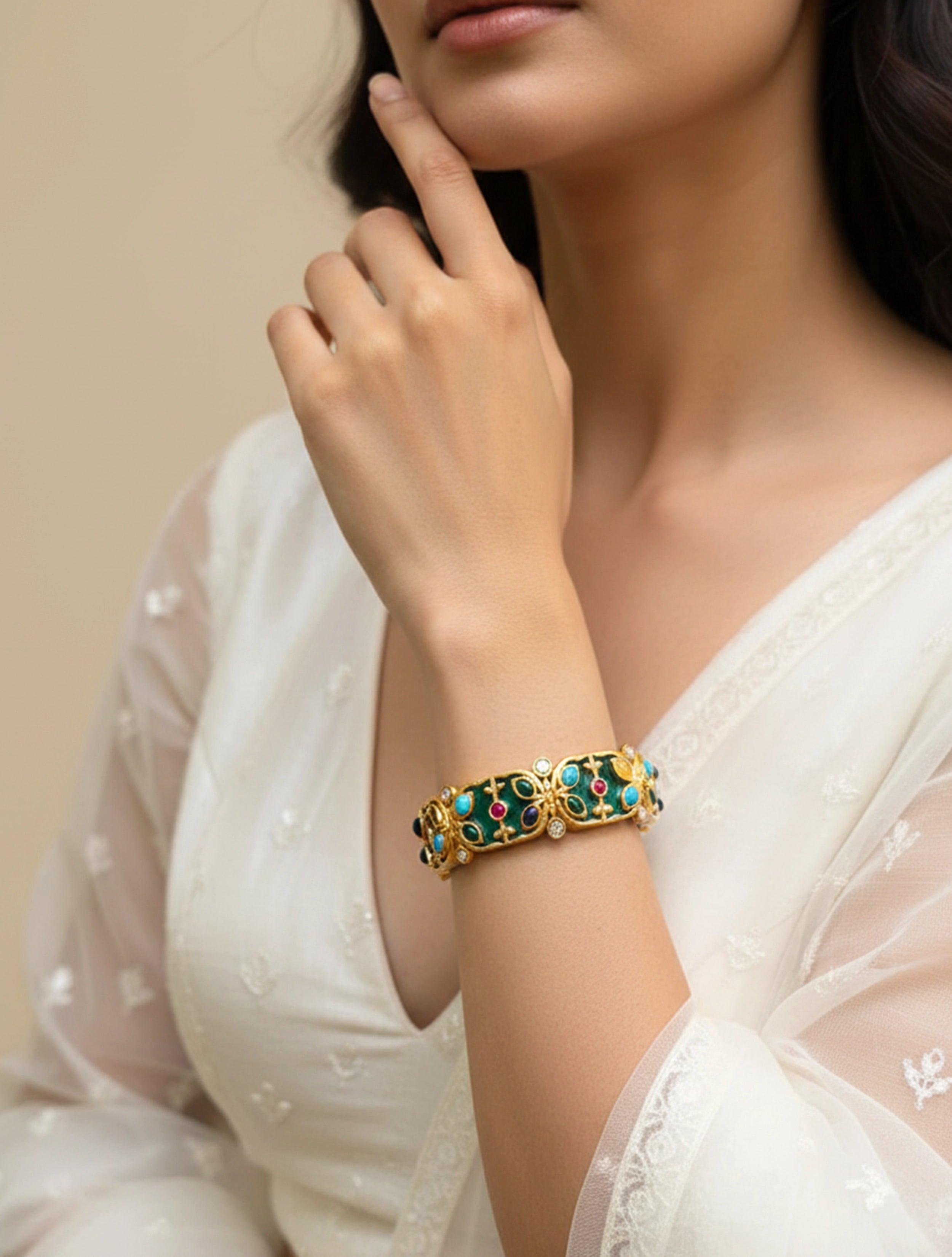 trueBrowns Green Square Cuff