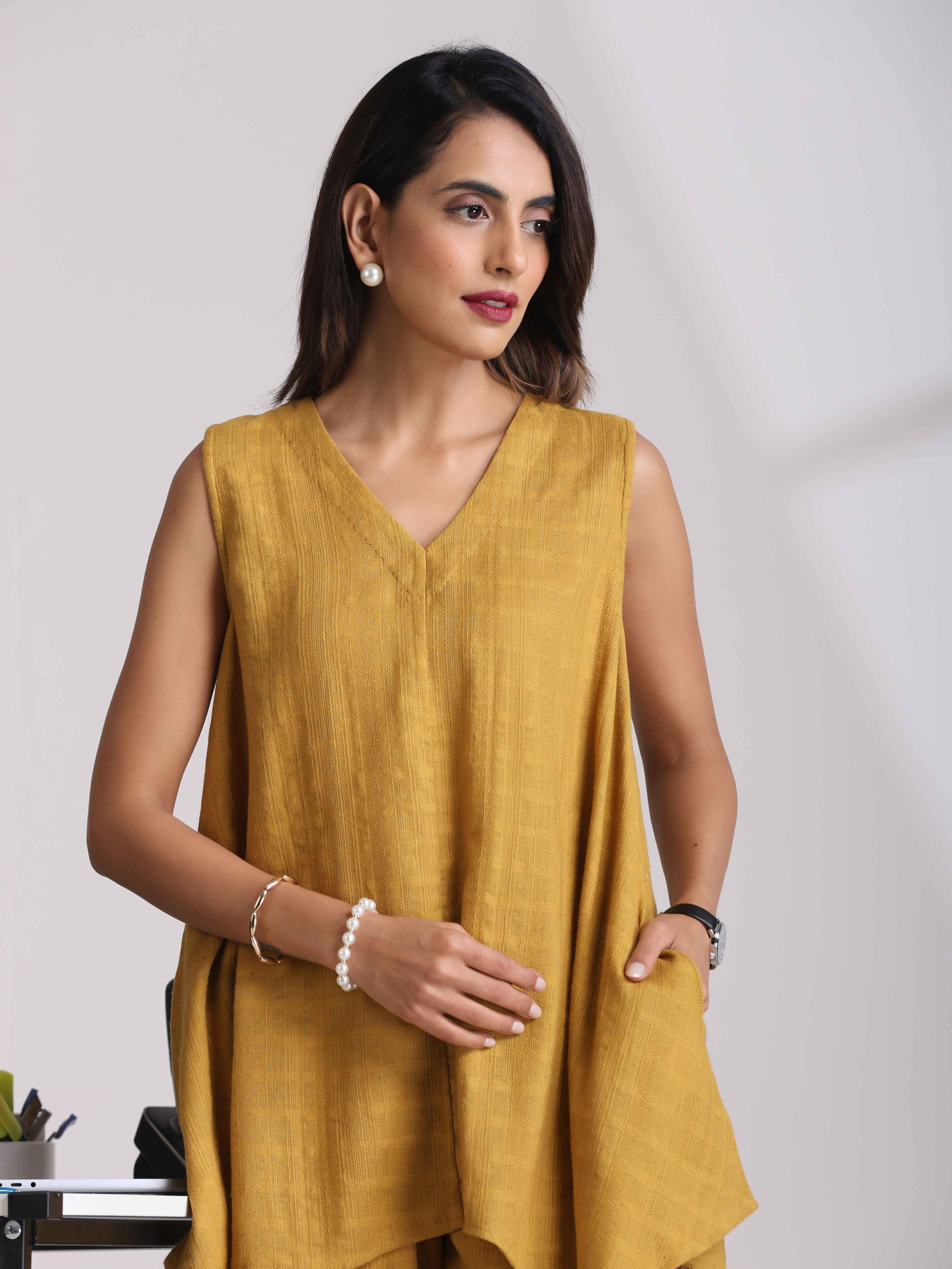 trueBrowns Mustard Cotton Dobby Co-ord set