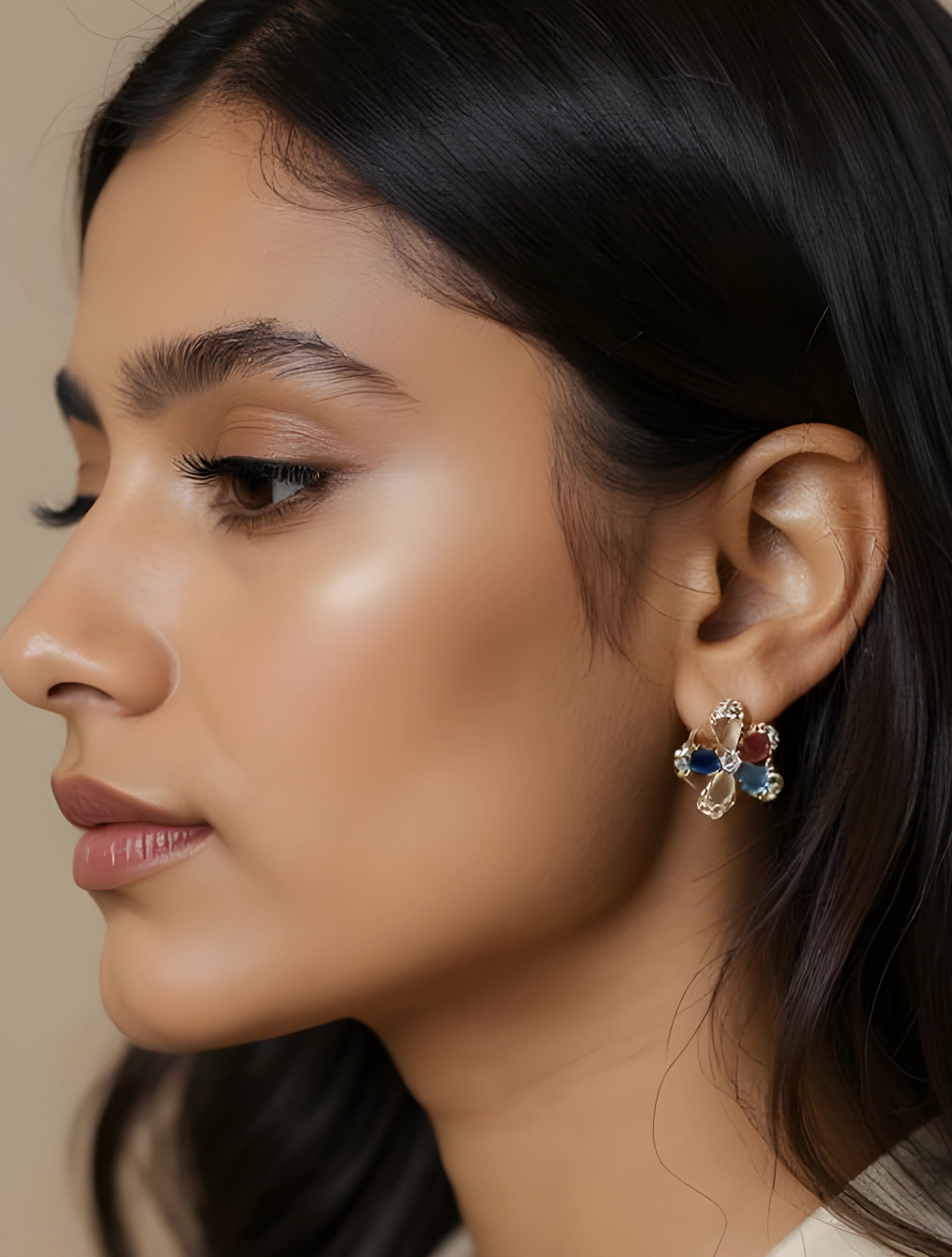trueBrowns Multi Color Petal Earrings