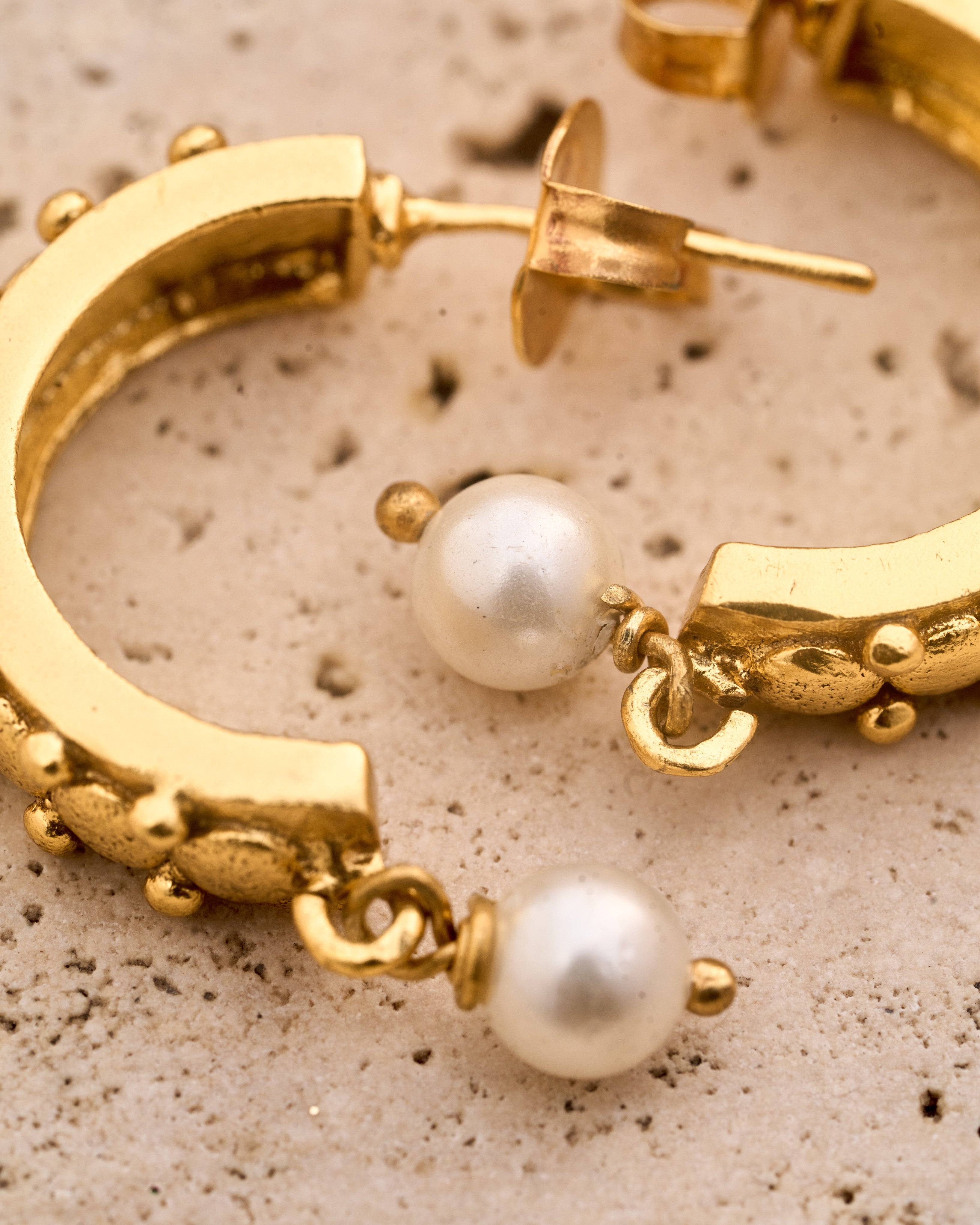 trueBrowns 22K Gold-Plated Pearl Drop Earrings