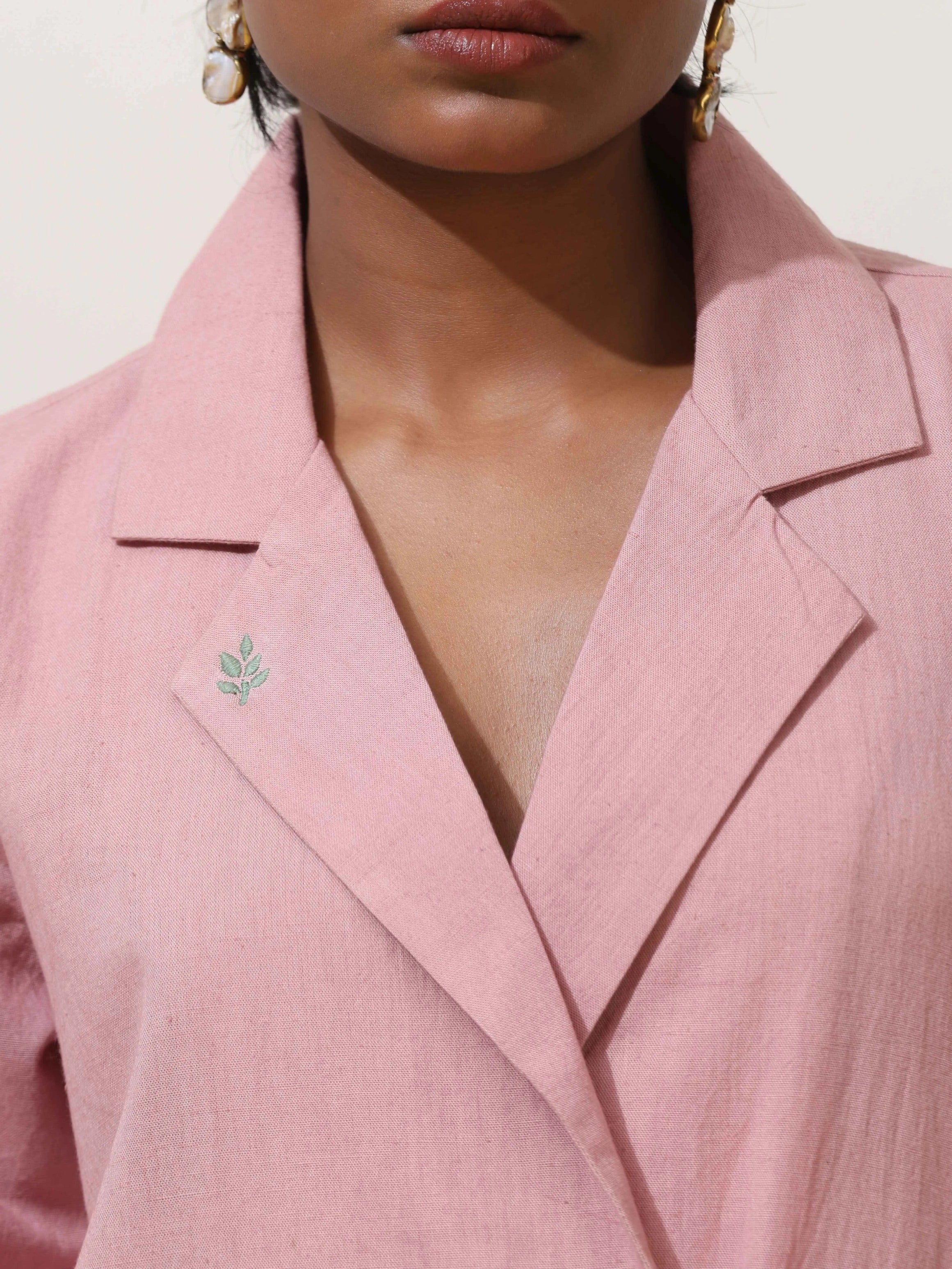 trueBrowns Pink Cotton Linen Co-Ord Set